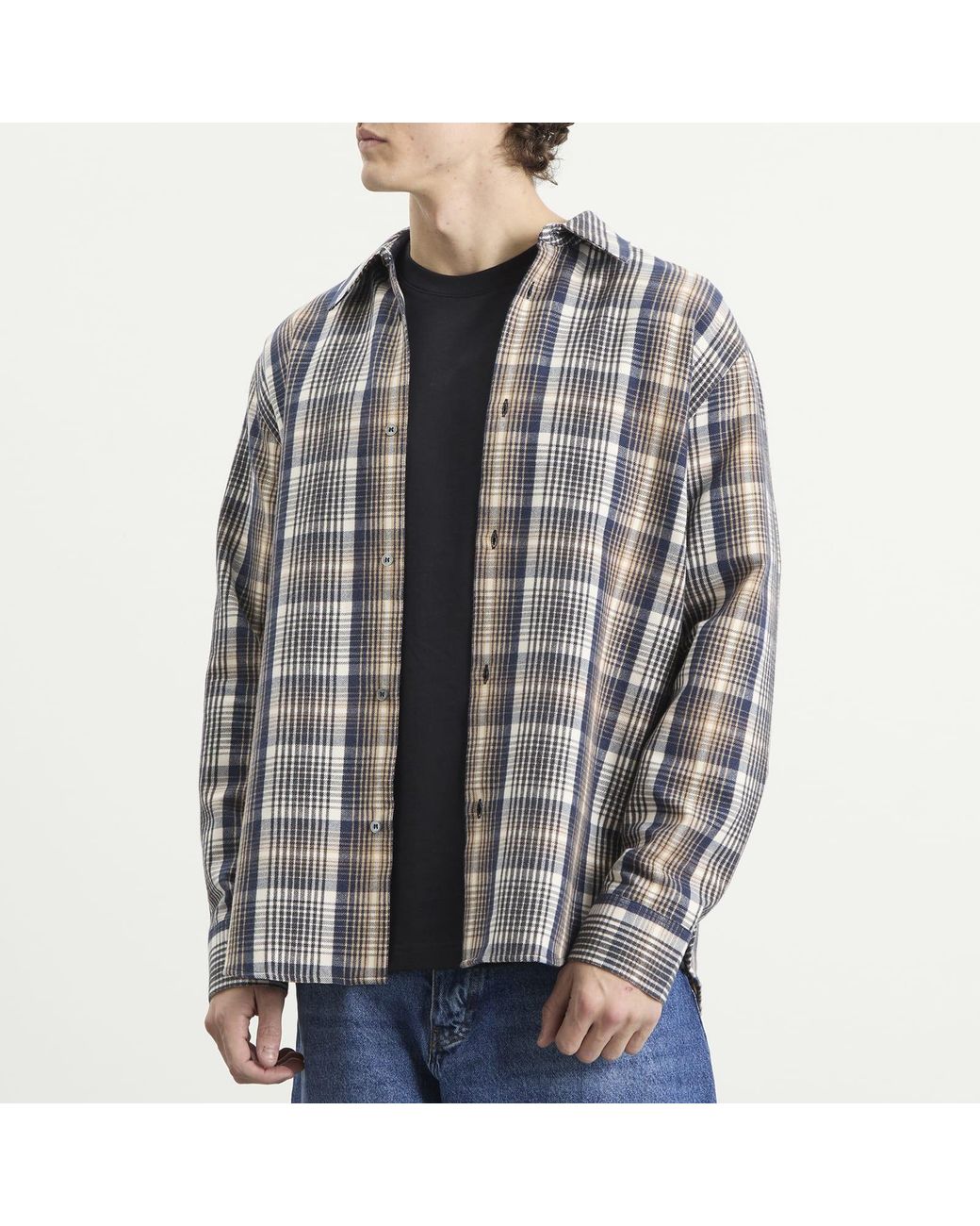 Studio Nicholson Gray View Brushed Check Long Sleeve Shirt for men