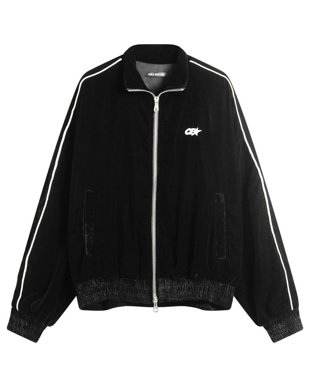 Cole Buxton Velour Track Jacket in Black for Men | Lyst UK