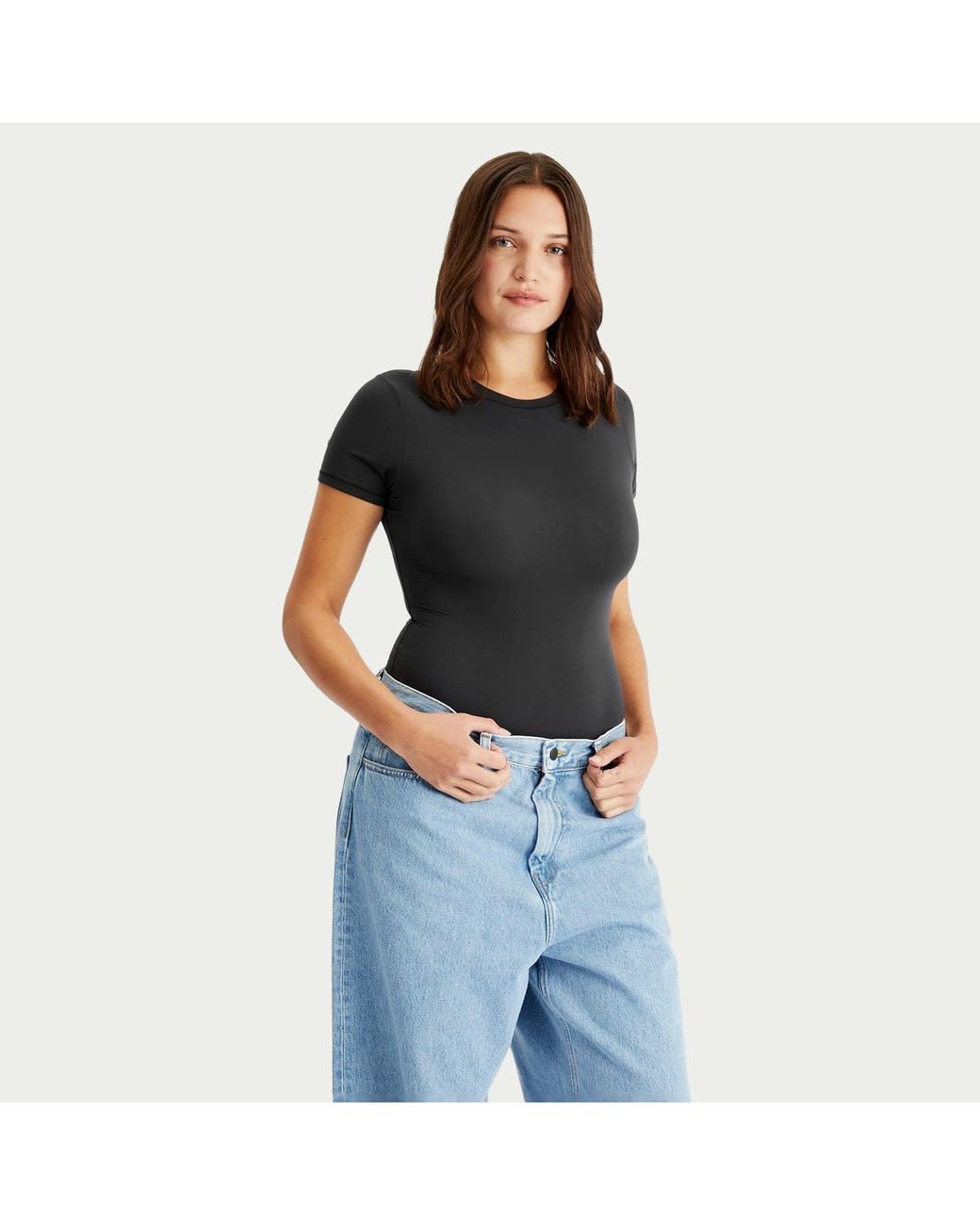 Skims Black Fits Everybody T-Shirt Bodysuit