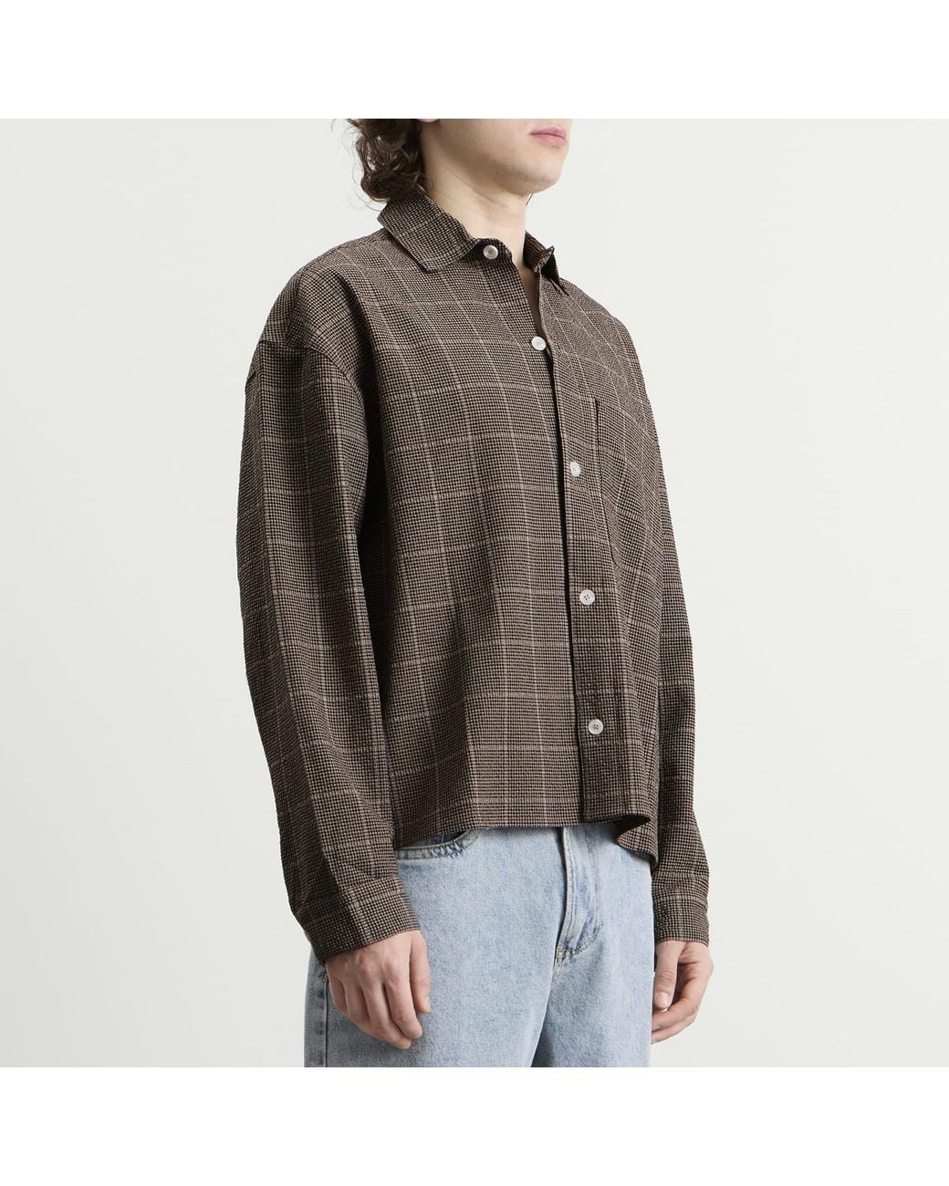 MKI Miyuki-Zoku Green Seersucker Check Box Dress Shirt for men
