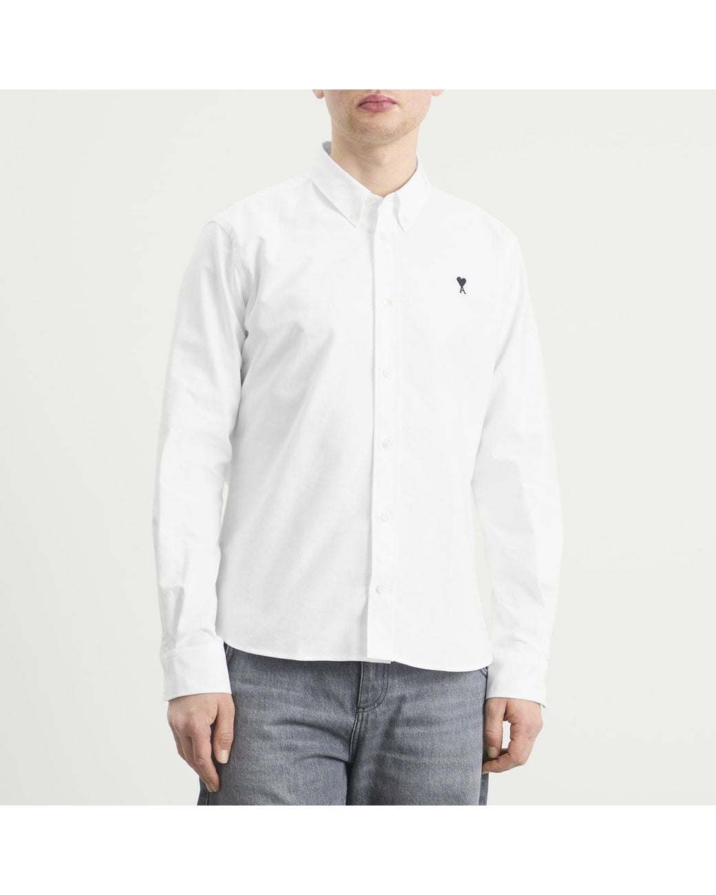 AMI White Contrasted Adc Classic Shirt for men