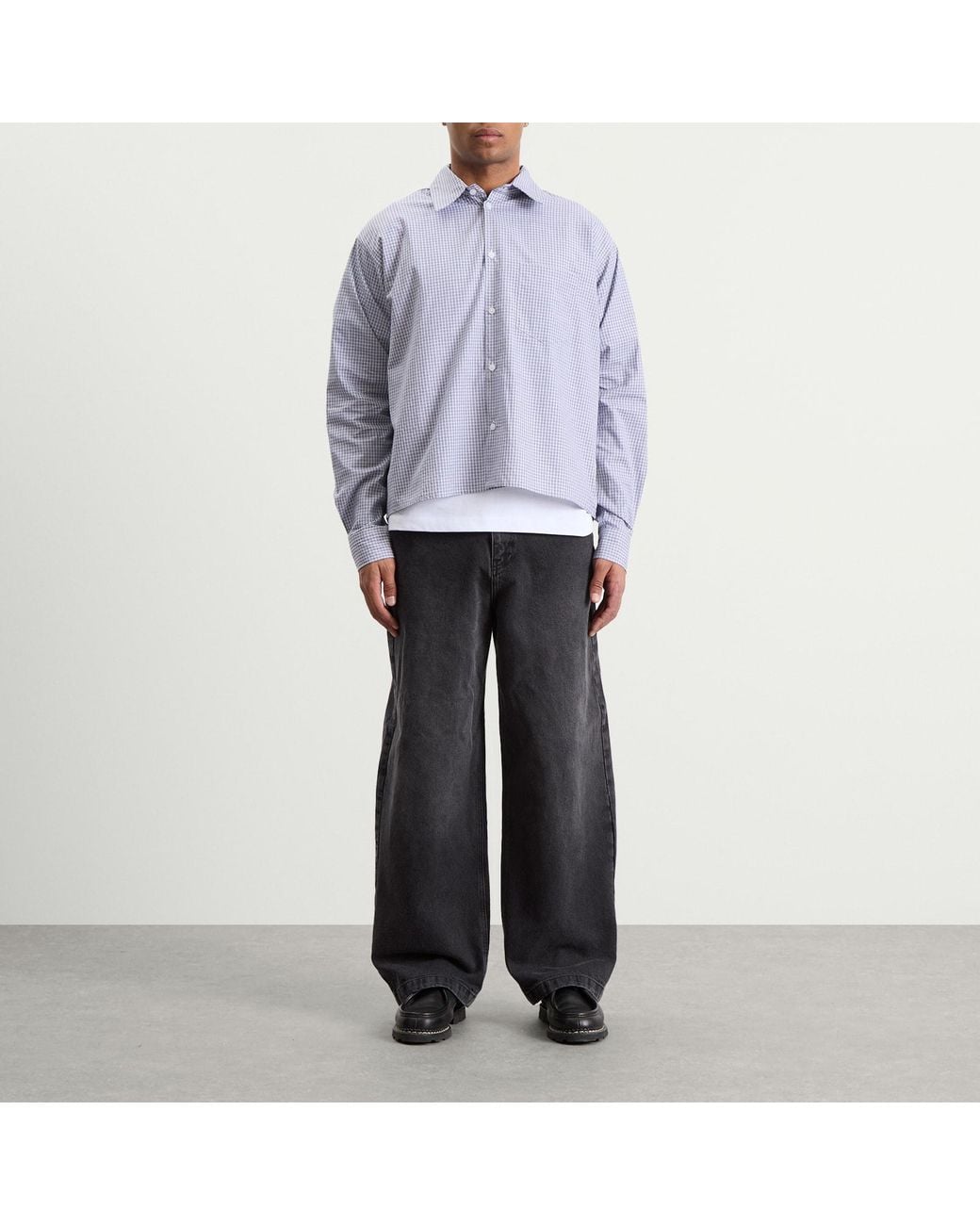 About Blank Blue End. X Check Shirt for men