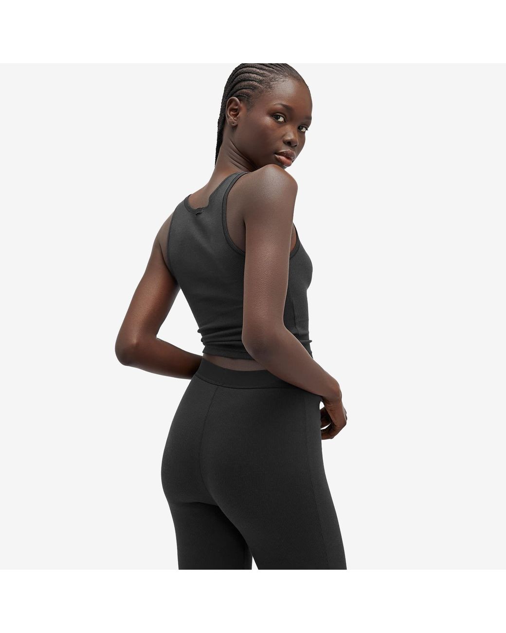 Skims Black Cotton Rib Tank