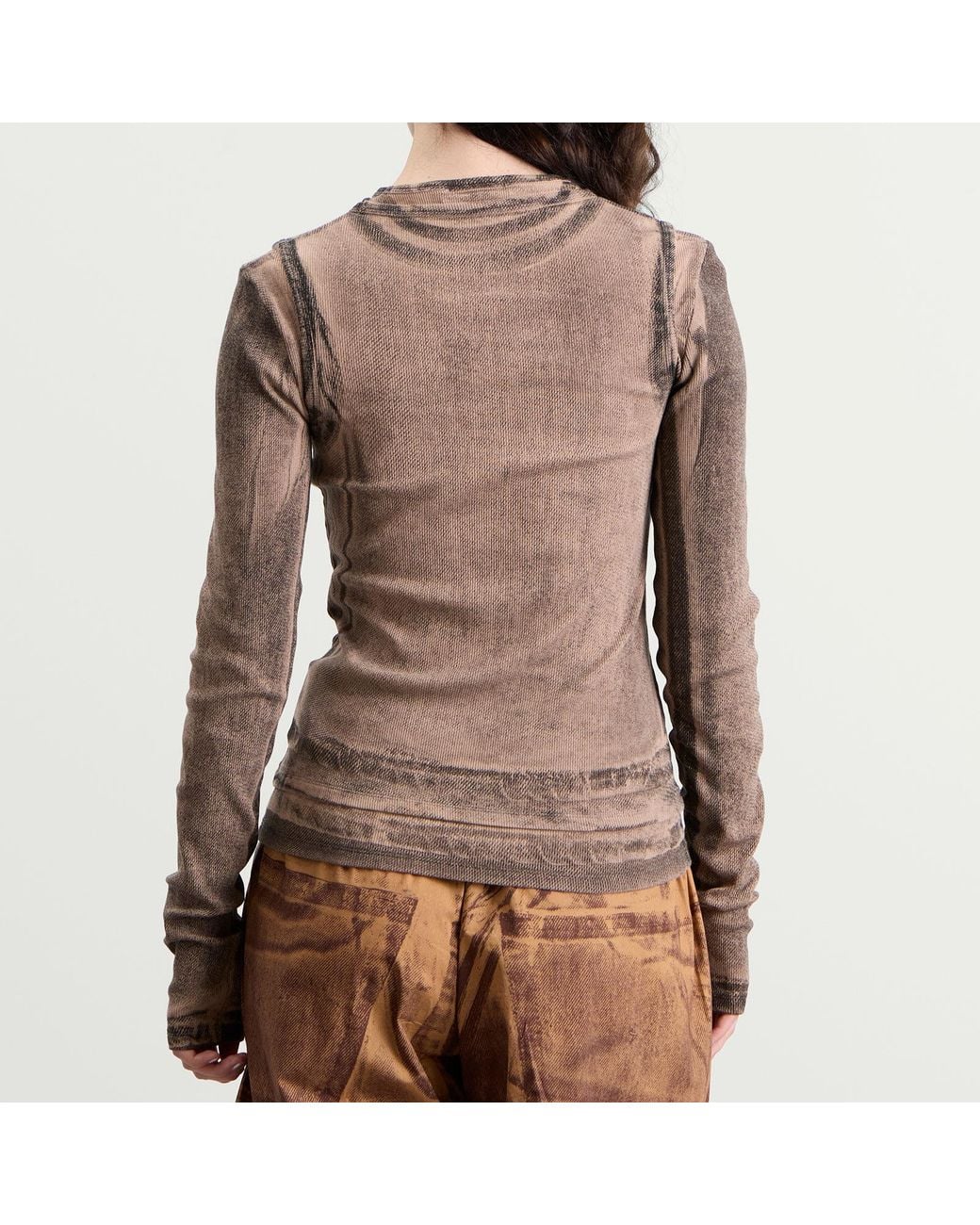 Acne Brown Elga Print Long Sleeve Top