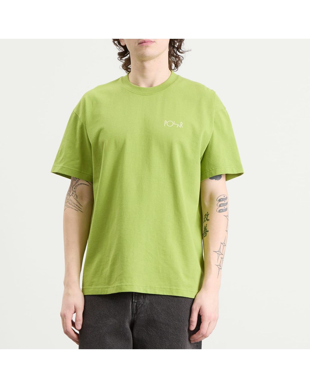 POLAR SKATE Green Stroke Logo Contrast T-Shirt for men