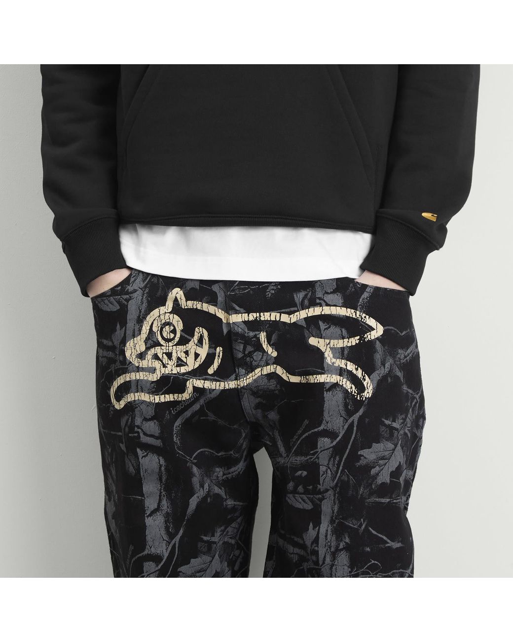 ICECREAM Gray Tree Camo Double Scoop Denim Pants for men