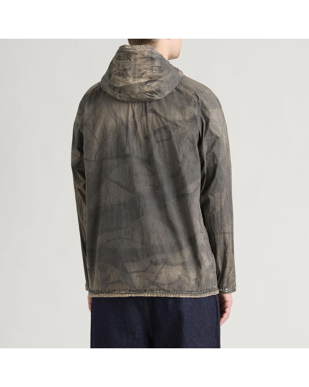 Stone Island Gray Laser Forest Camo Crinkle Reps-Tc Hooded Jacket for men