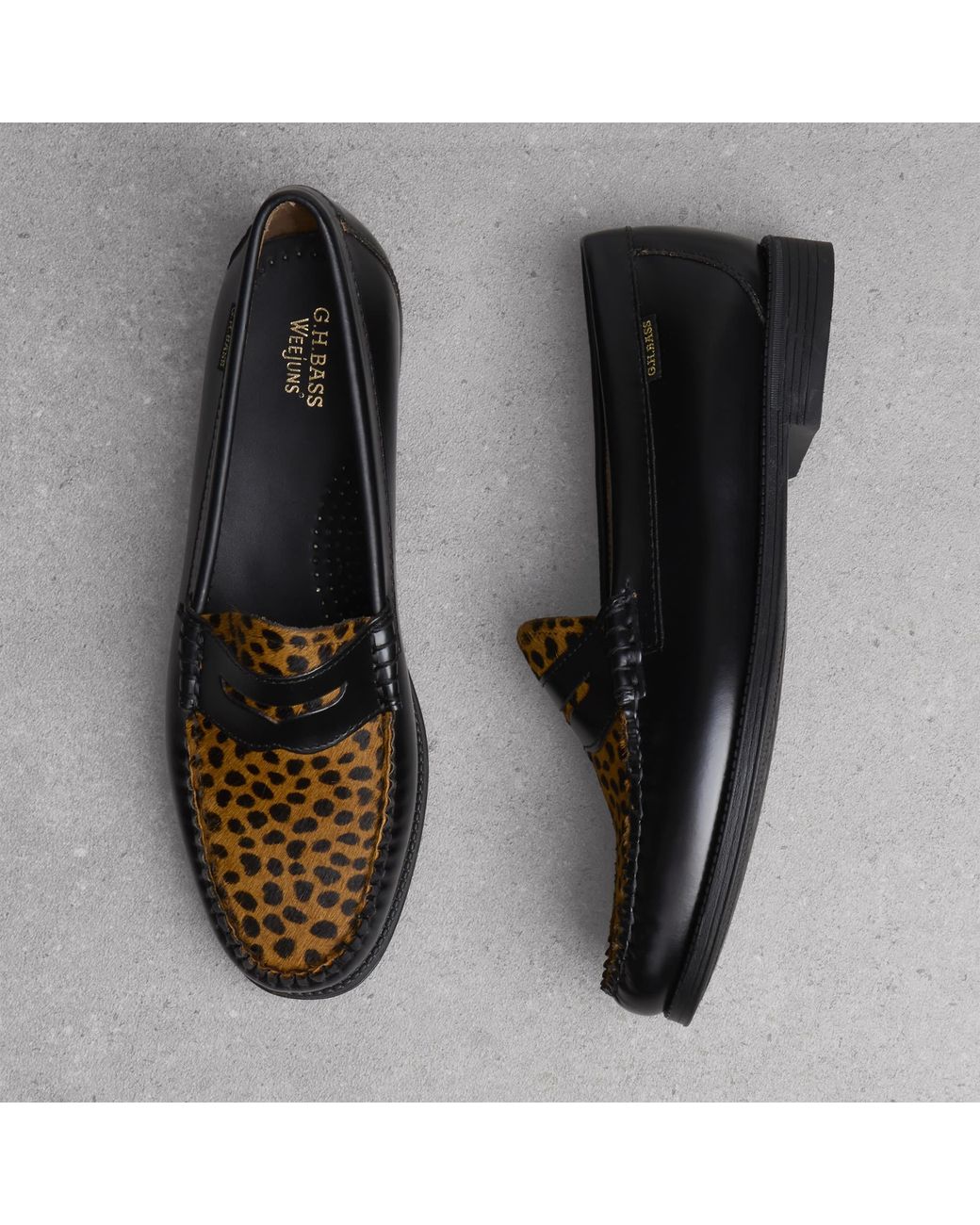 G.H.BASS Black Easy Weejun Penny Exotic Loafers