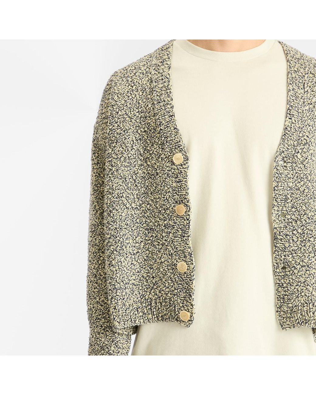 AURALEE Cotton Cashmere Cord Knit Cardigan in Green for Men AURALEE Cotton Cashmere Cord Knit Cardigan in Green for Men