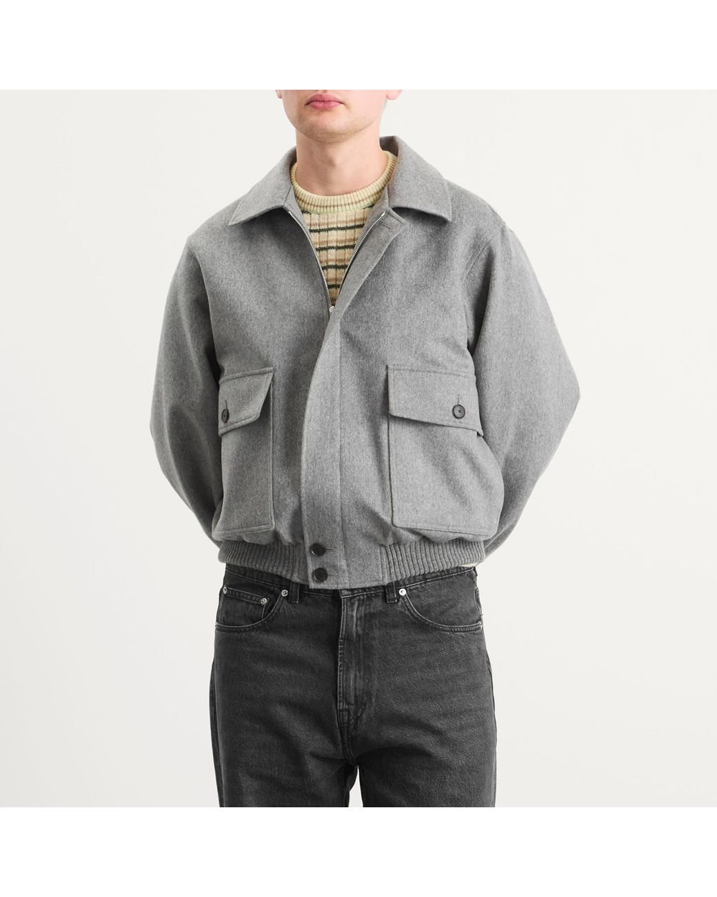 AURALEE Cashmere Moleskin Zip Blouson in Gray for Men | Lyst