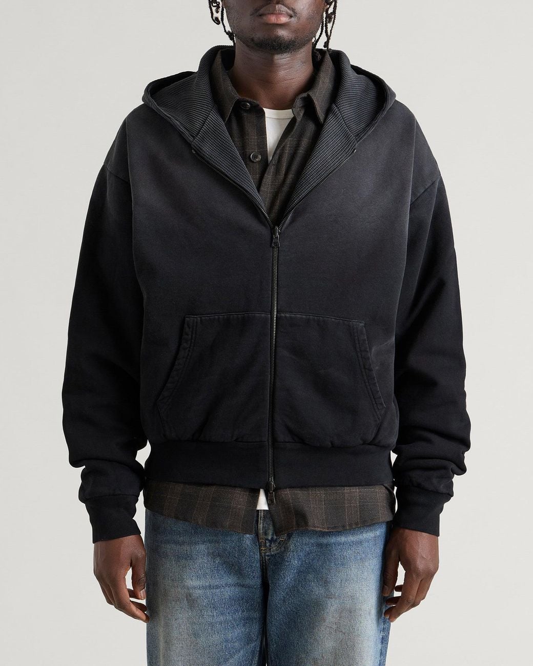 Danny Sizer Daniel Simmons Double Layer Hoodie in Black for Men | Lyst