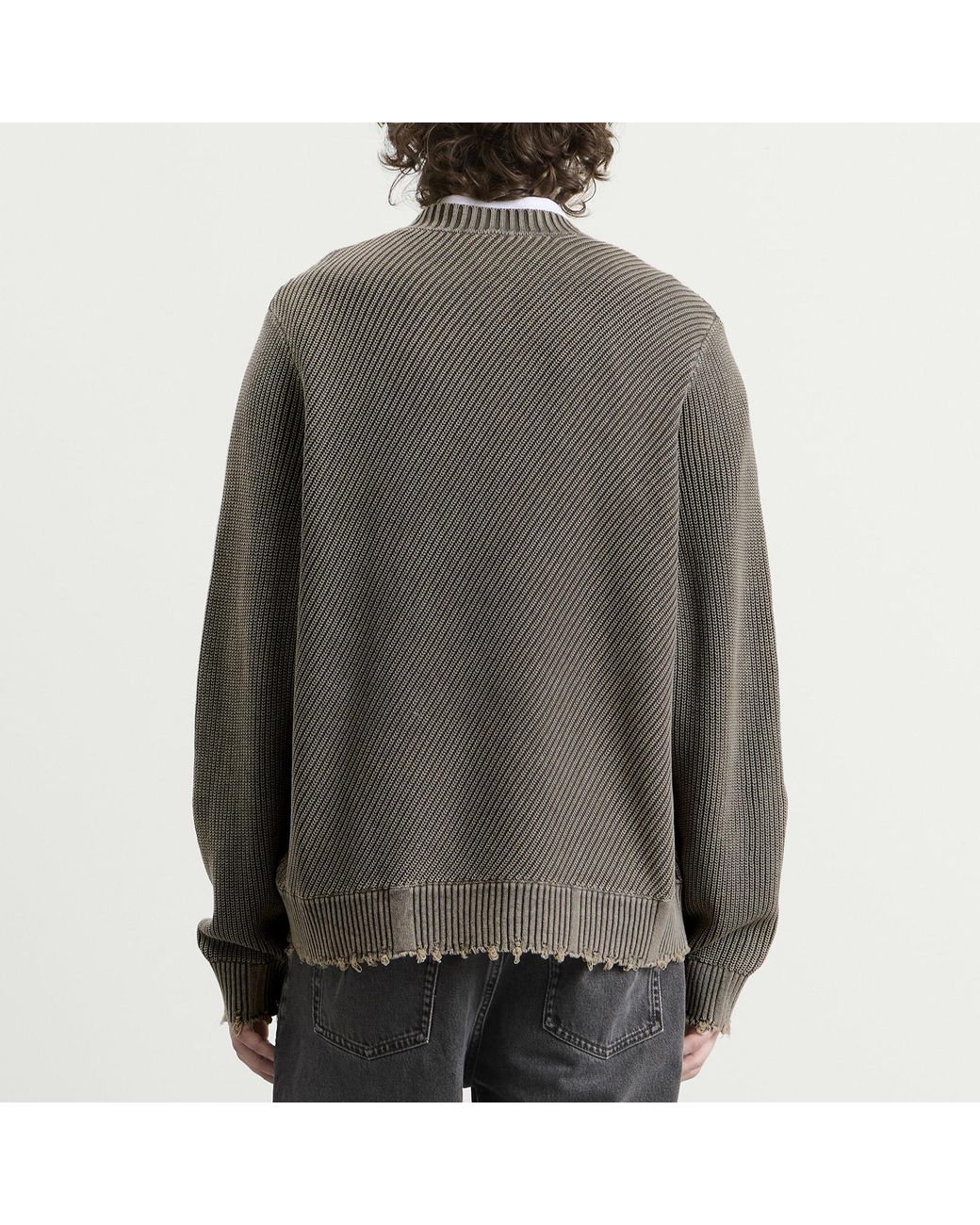 Won Hundred Gray Bently Diagonal Knit Sweater for men
