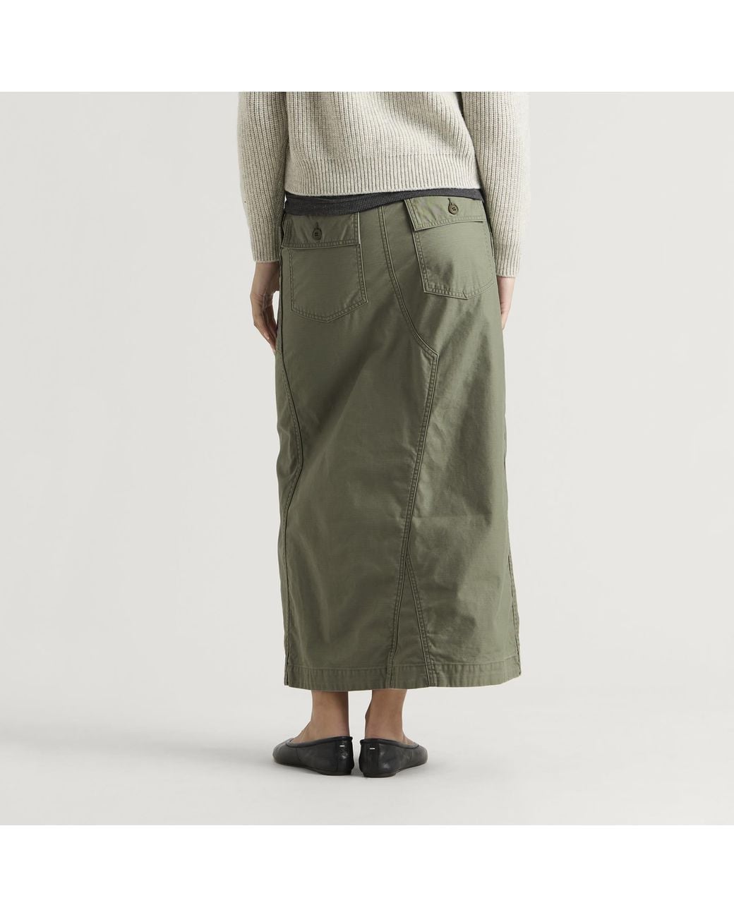 Needles Green String Fatigue Midi Skirt