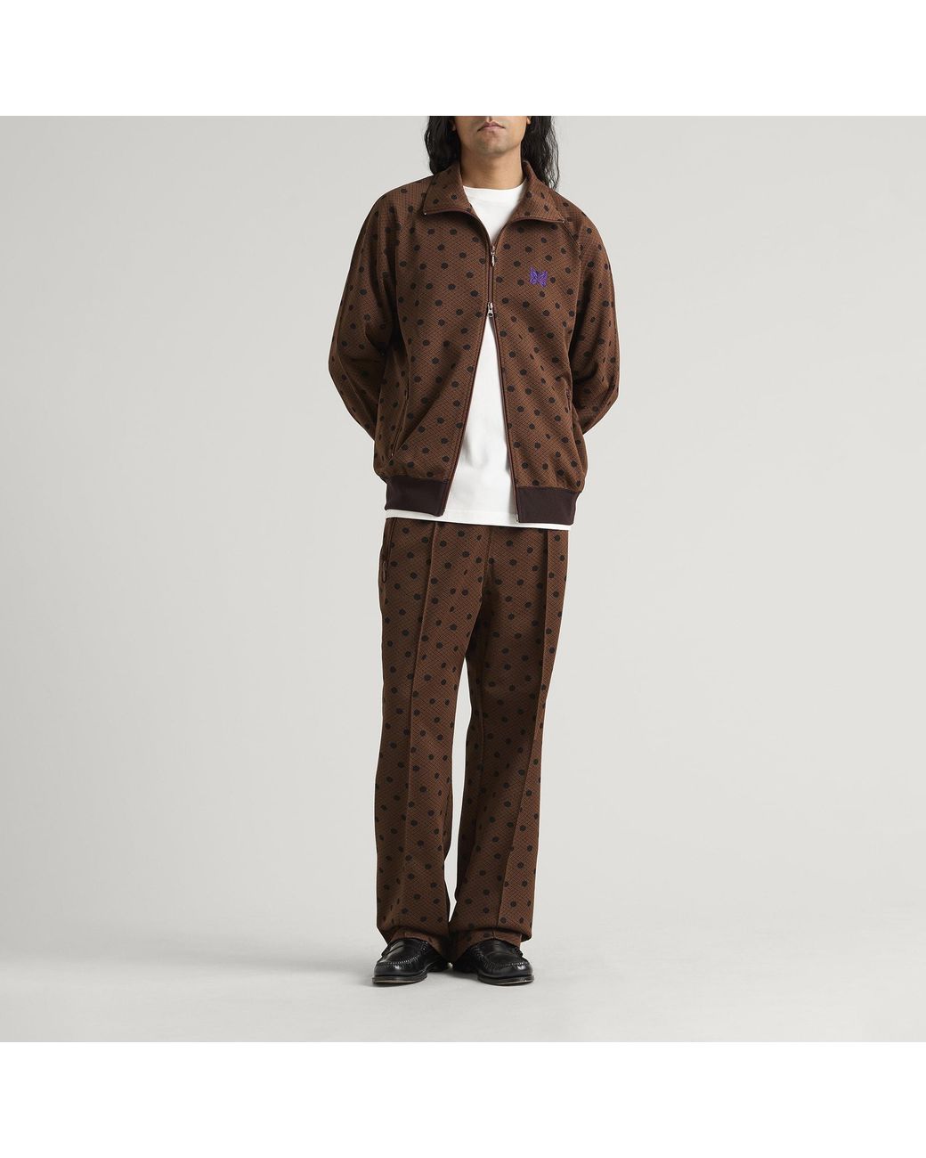 Needles Brown Poly Jacquard Track Pants for men