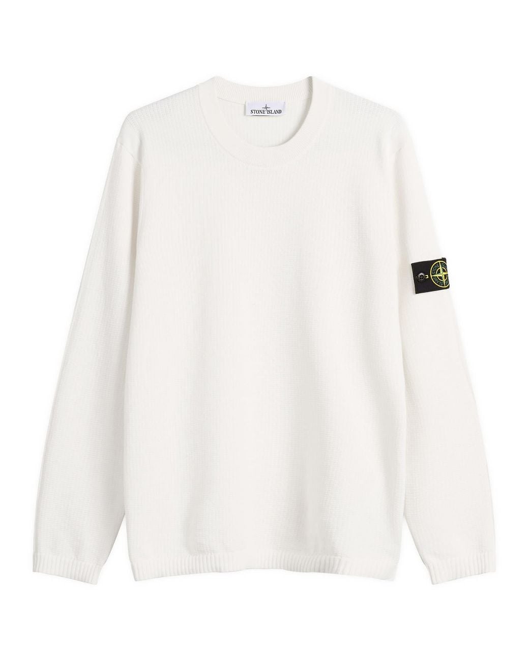 Stone Island White Micro Stitch Crew Neck Jumper for men