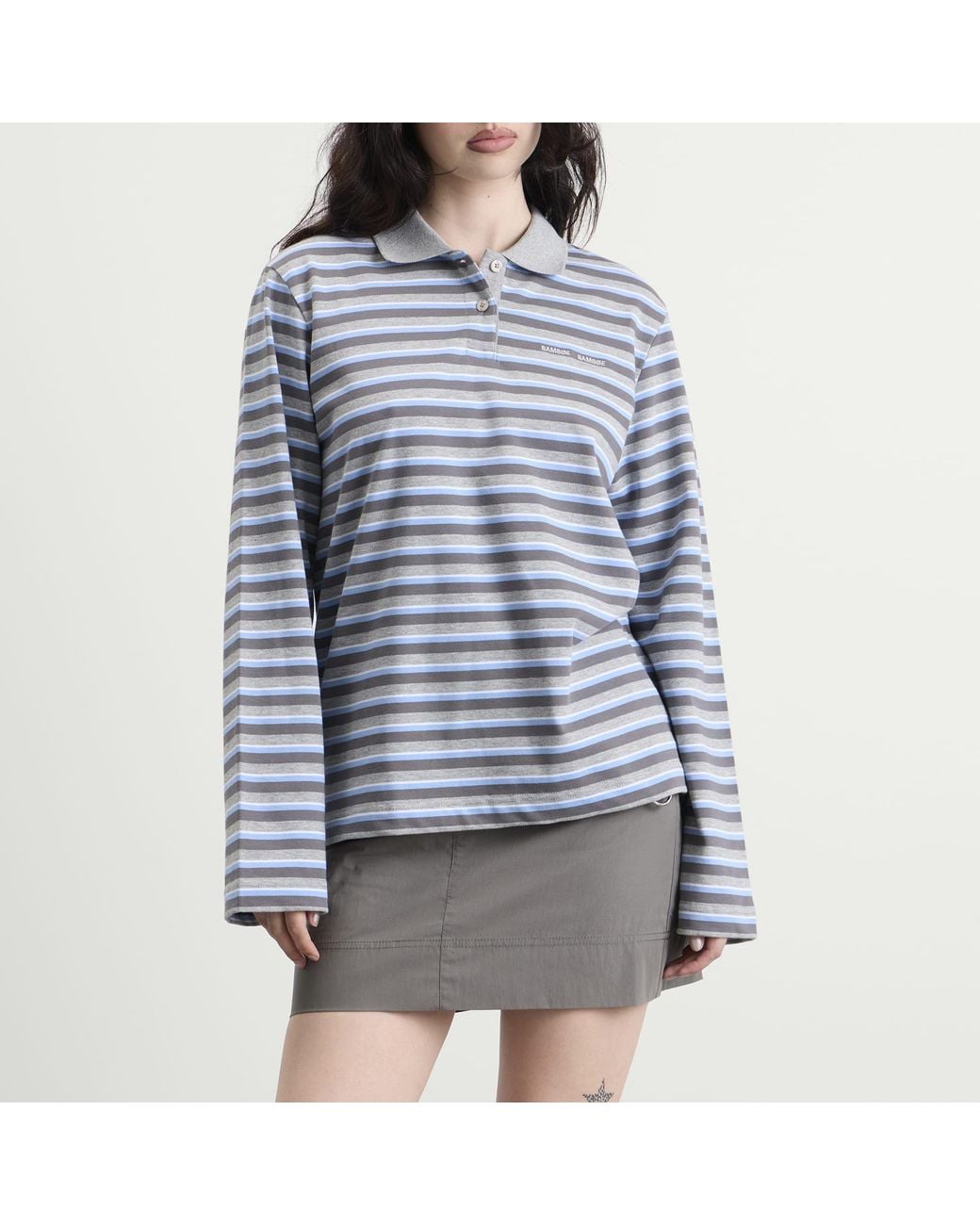 Samsøe & Samsøe Blue X Madeline Argy Sadover Long Sleeve Polo