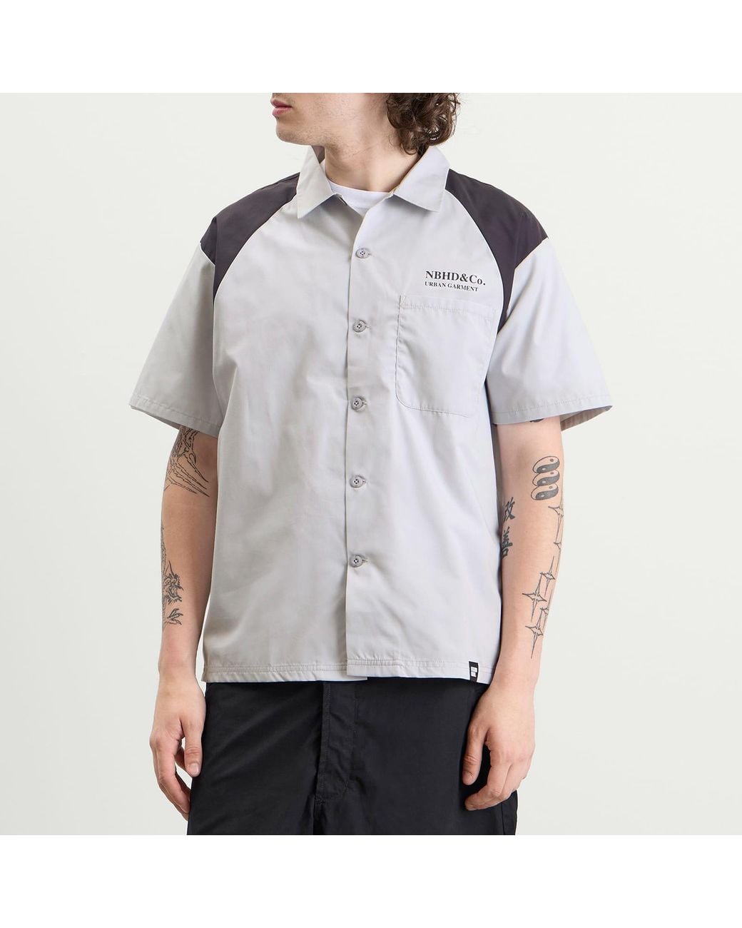 Neighborhood Gray Classic 2-Tone Short Sleeve Work Shirt 2 for men