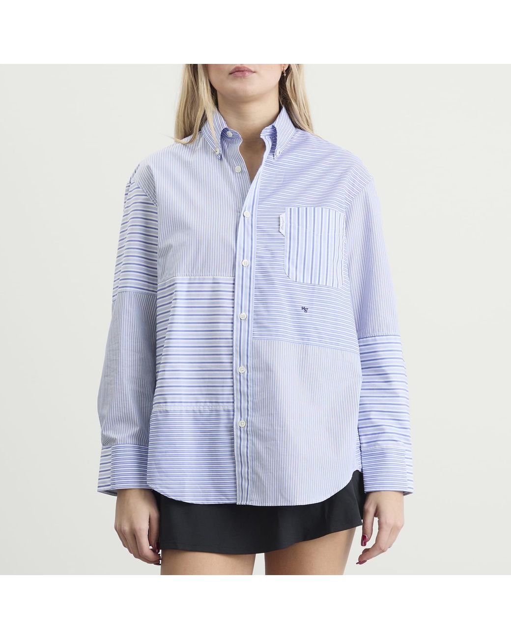 HOMMEGIRLS Blue Patchwork Shirt