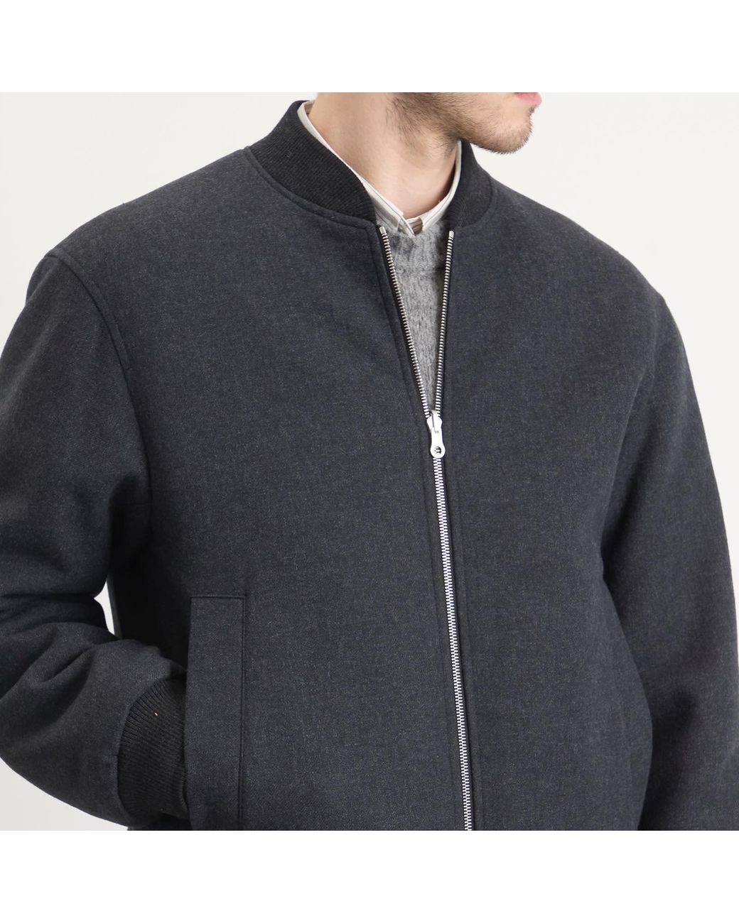 Dries Van Noten Blue Brushed Cotton Twill Bomber Jacket for men
