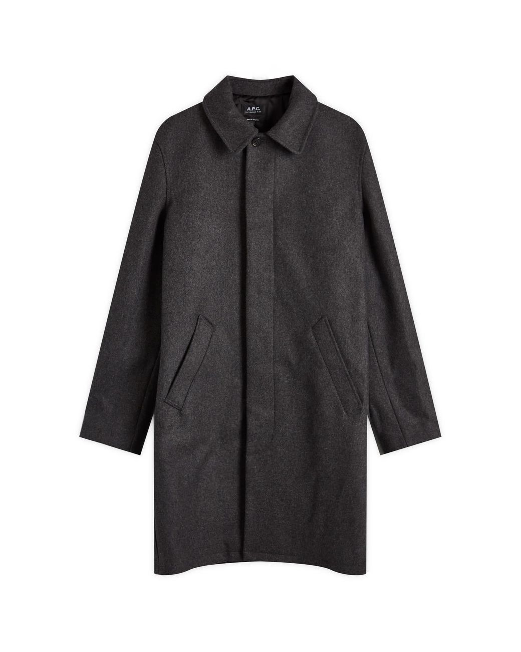 A.P.C. Auster Wool Mac in Black for Men | Lyst