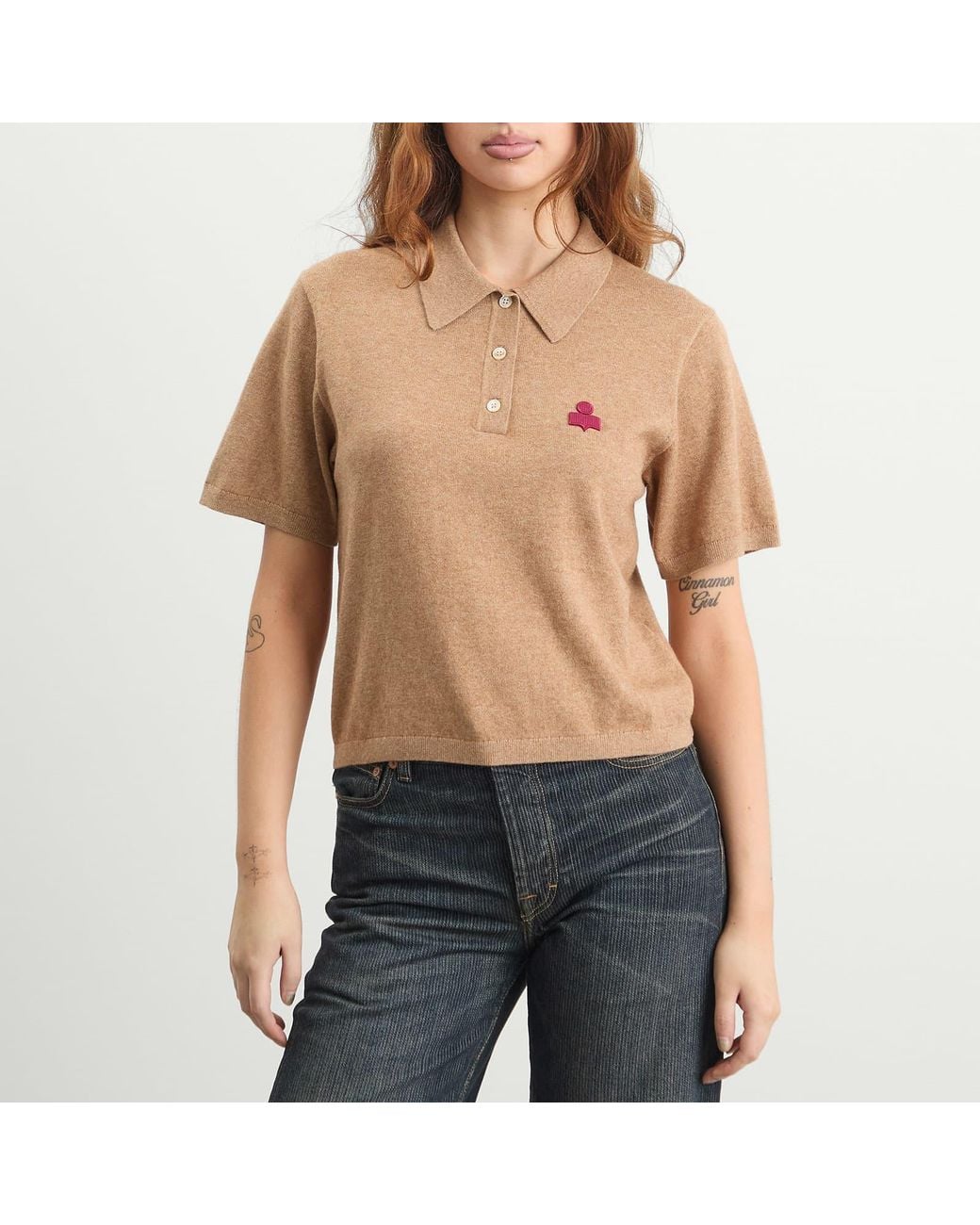 Isabel Marant Althea Polo Shirt in Natural | Lyst