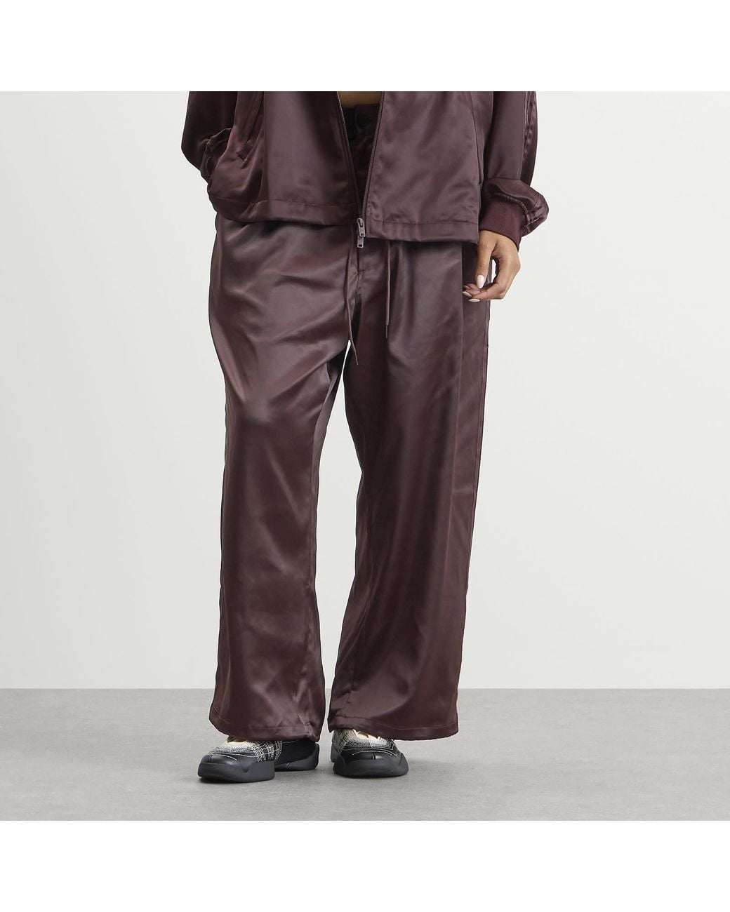 Y-3 Brown Satin Track Pants