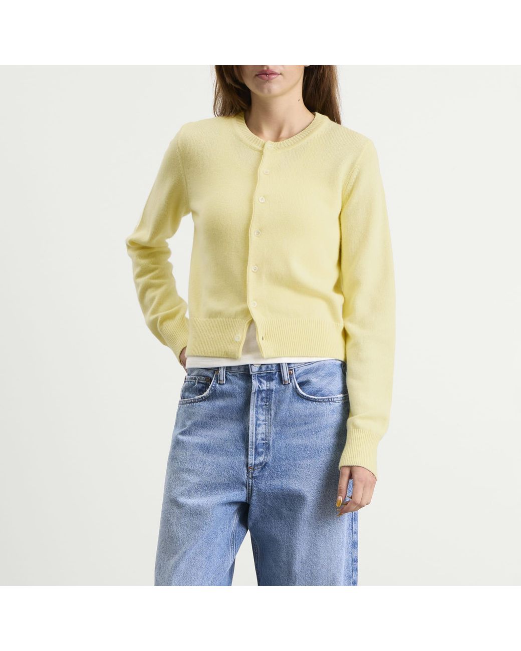DUNST Yellow Crewneck Knit Cardigan