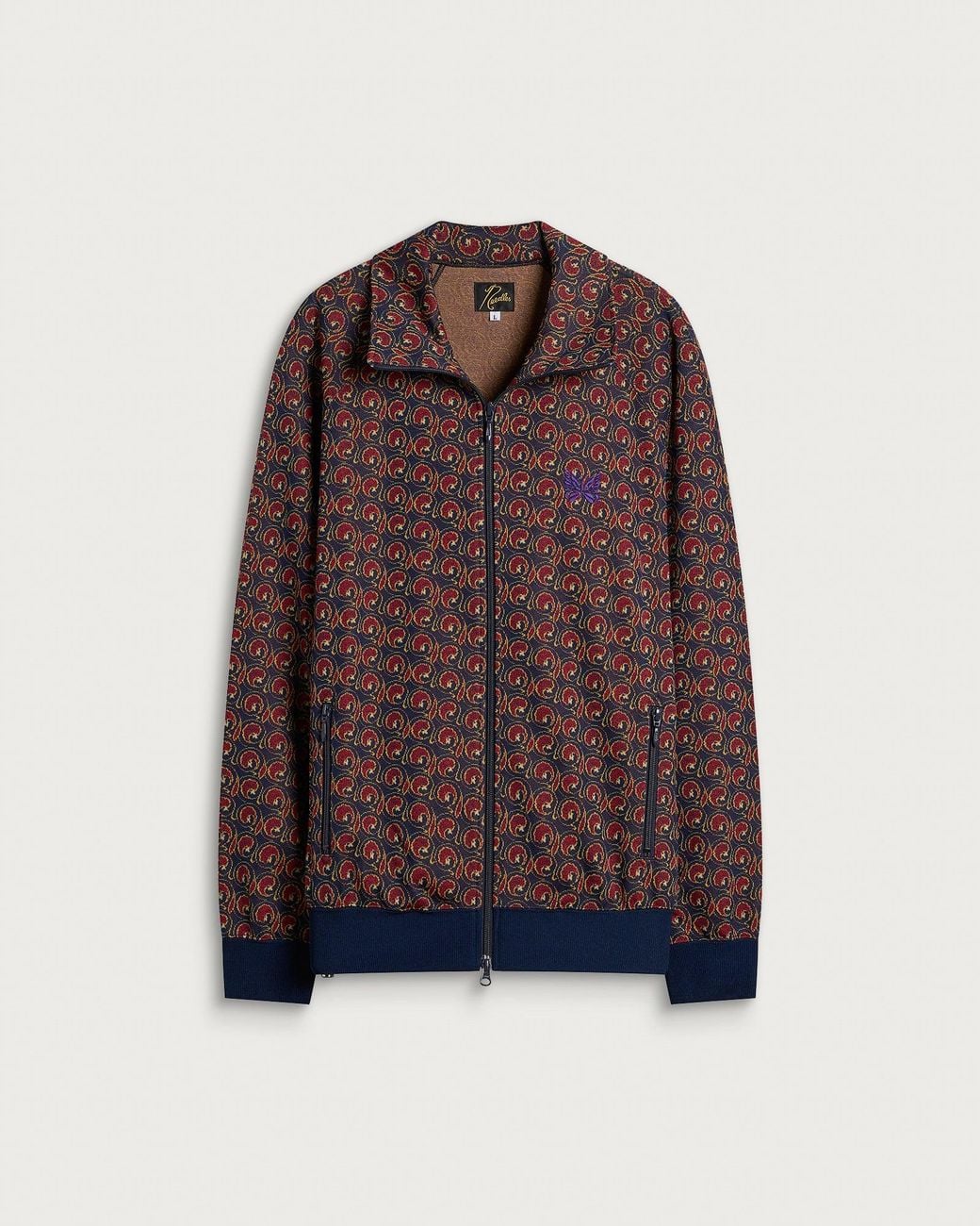Needles Brown Poly Jacquard Track Jacket for men