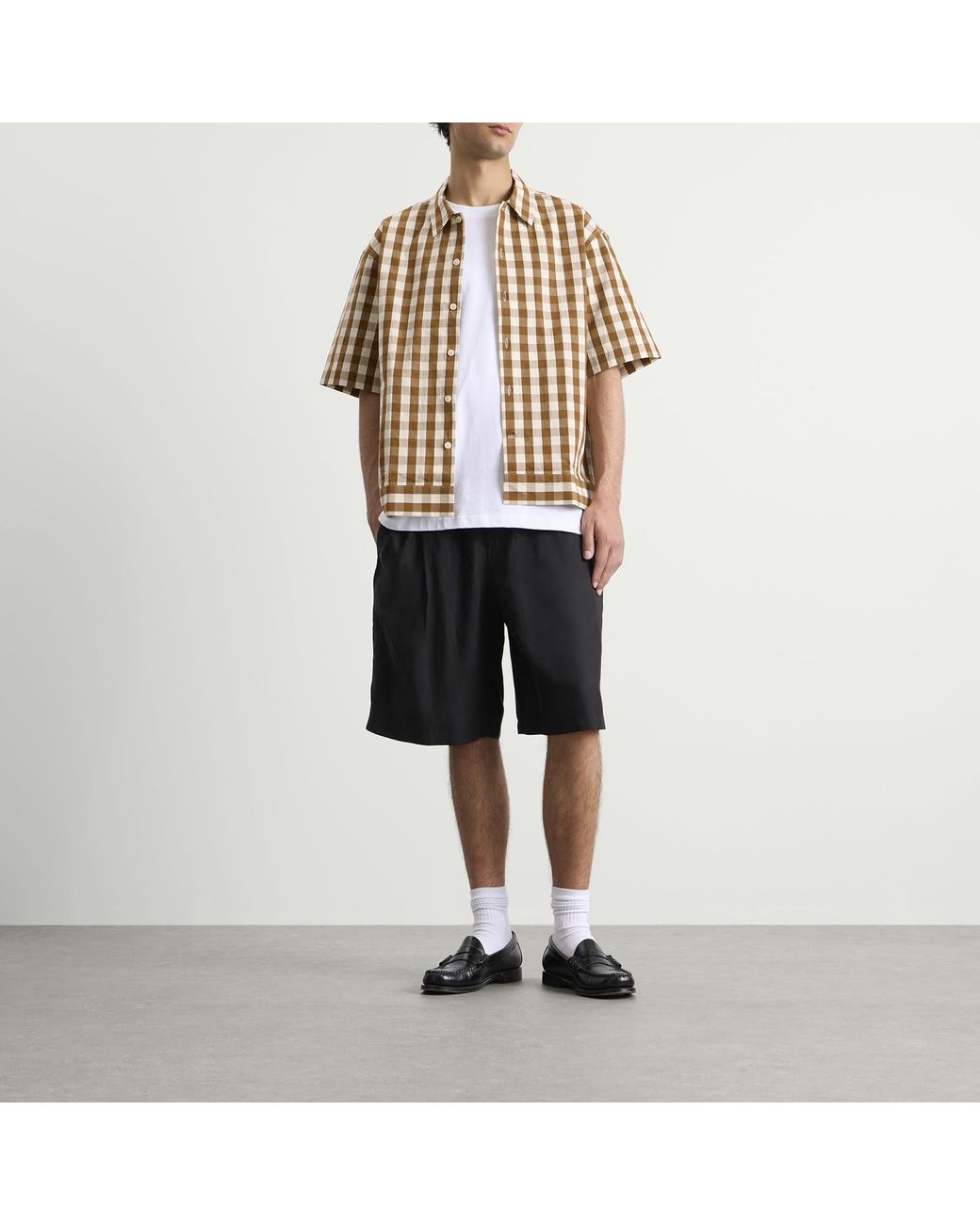 NN07 Brown Reed Boxy Short Sleeve Shirt for men