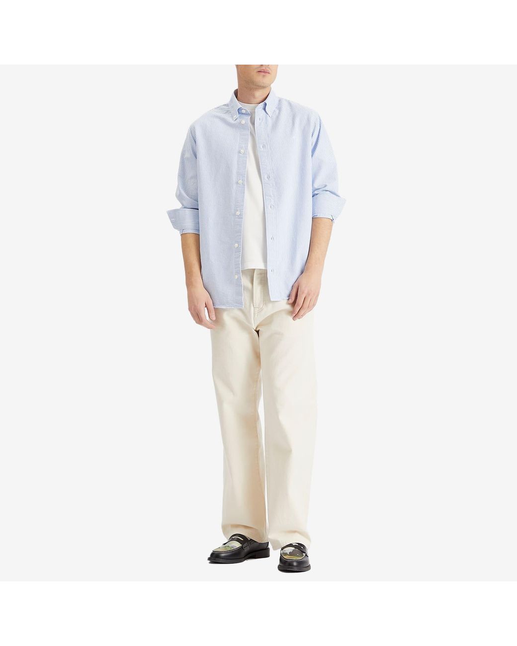 NN07 Blue Colby Logo Oxford Shirt for men