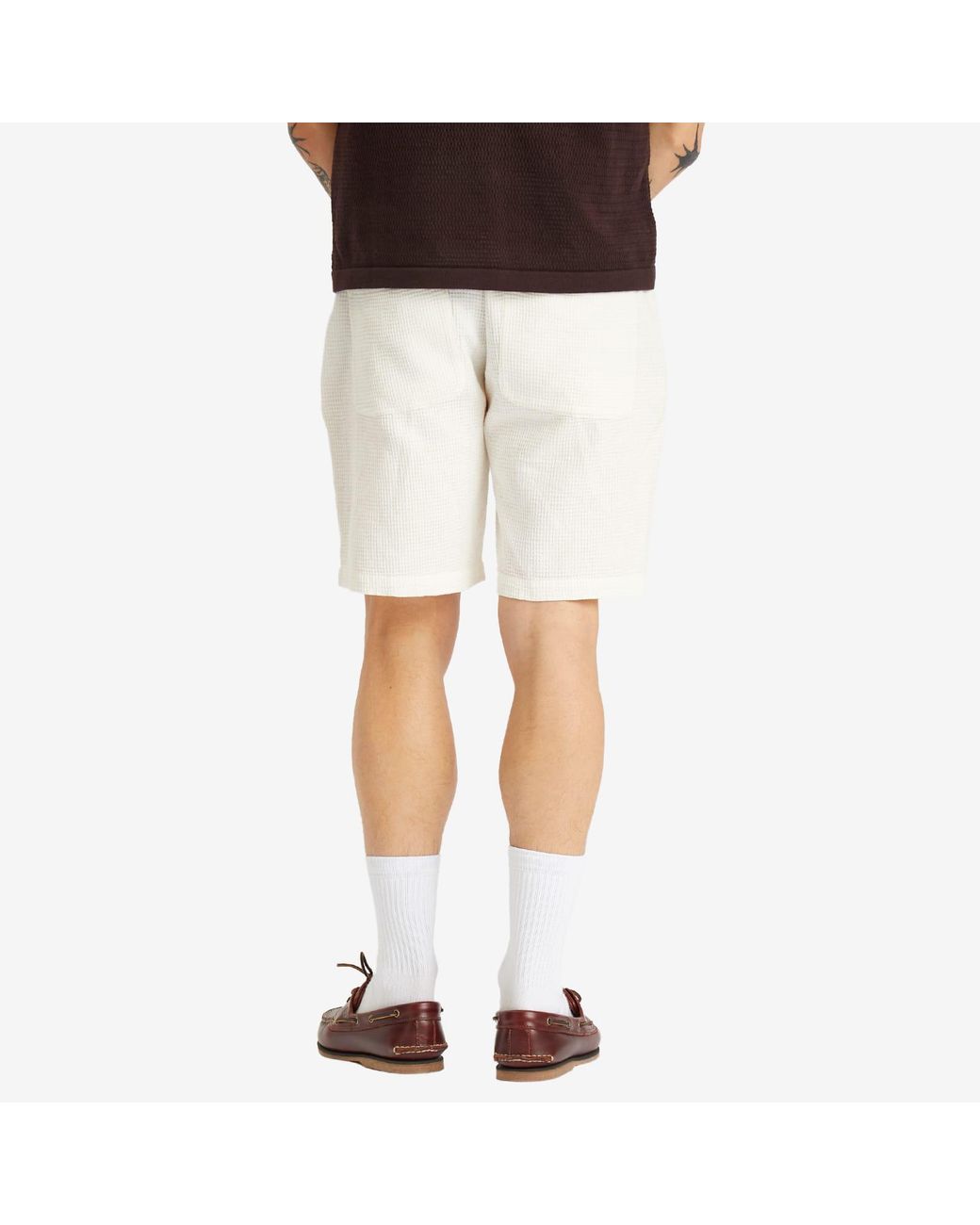 Universal Works White Nippon Waffle Simple Short for men