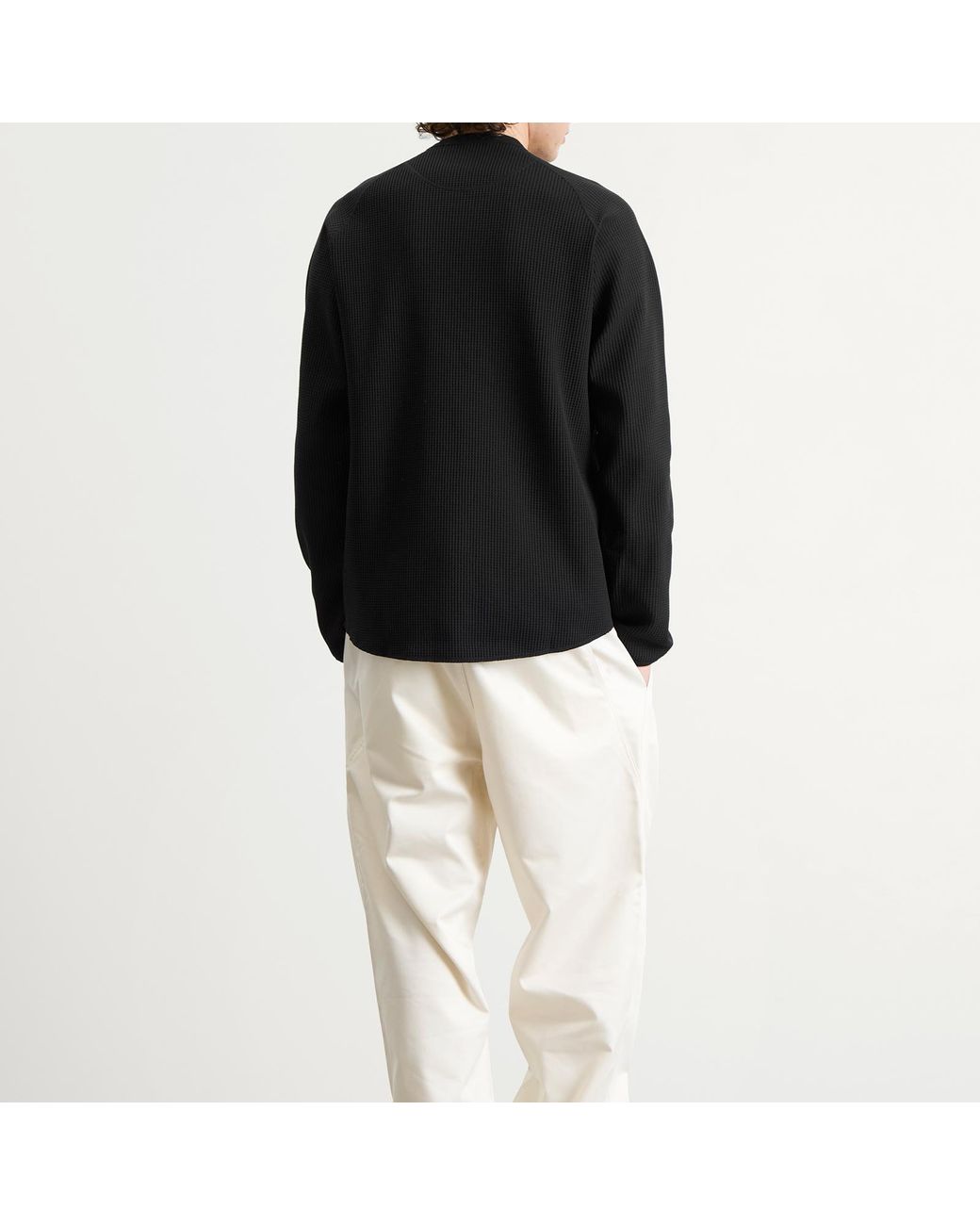 Goldwin Black Waffle Light Long Sleeve T-Shirt for men