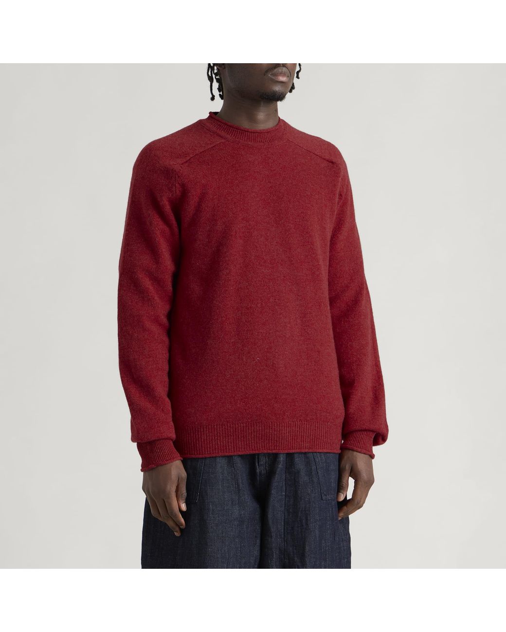 Pittari Red Usk Lambswool Roll Collar Jumper for men