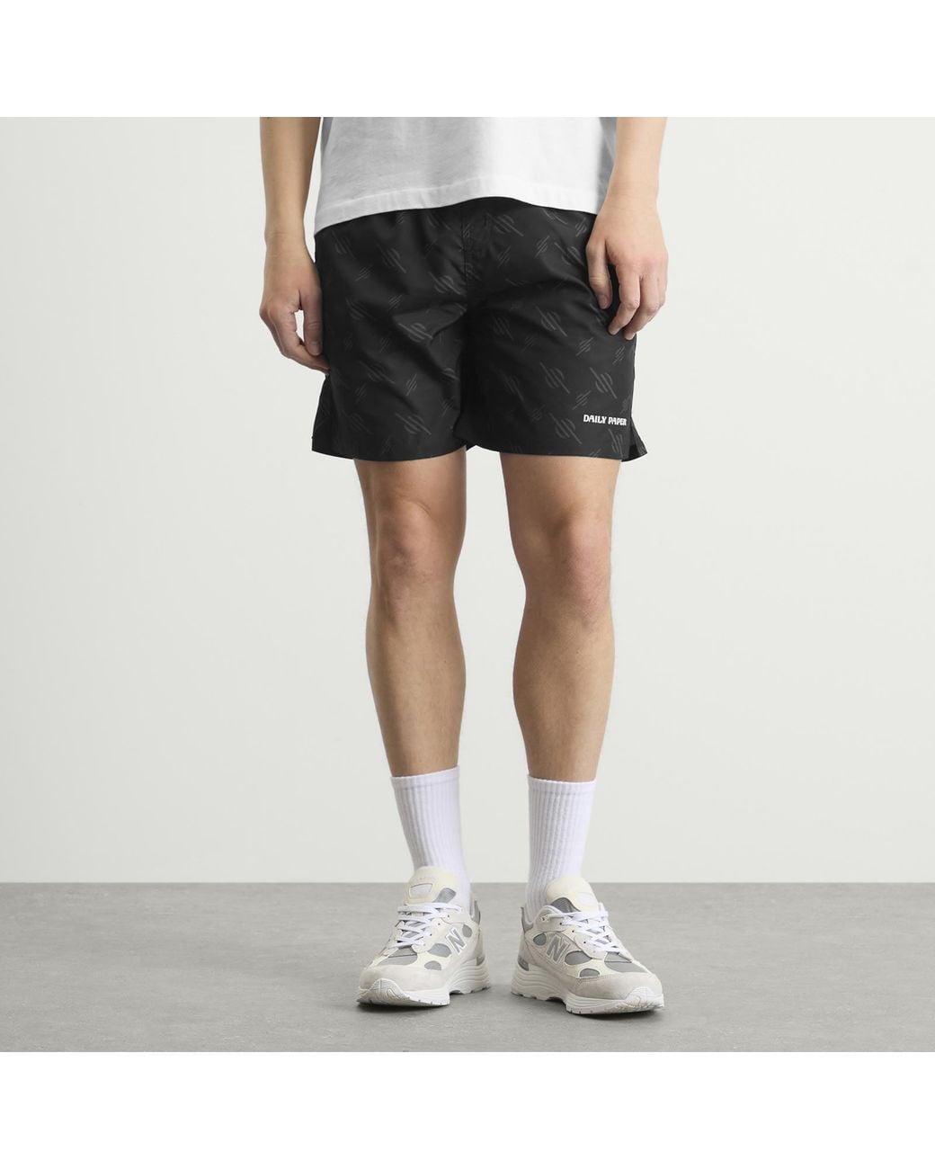 Daily Paper Black Irregular Monogram Swim Shorts for men