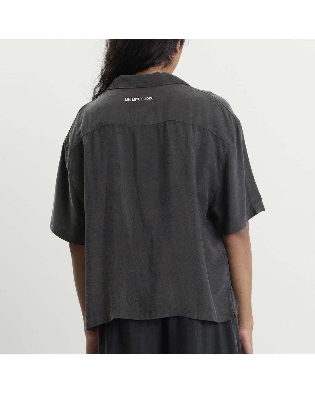 MKI Miyuki-Zoku Black Ribbed Cupro Vacation Shirt for men