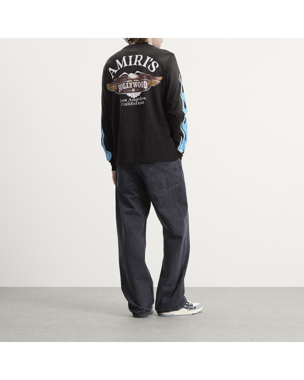 Amiri Black Eagle Flames Long Sleeve T-Shirt for men