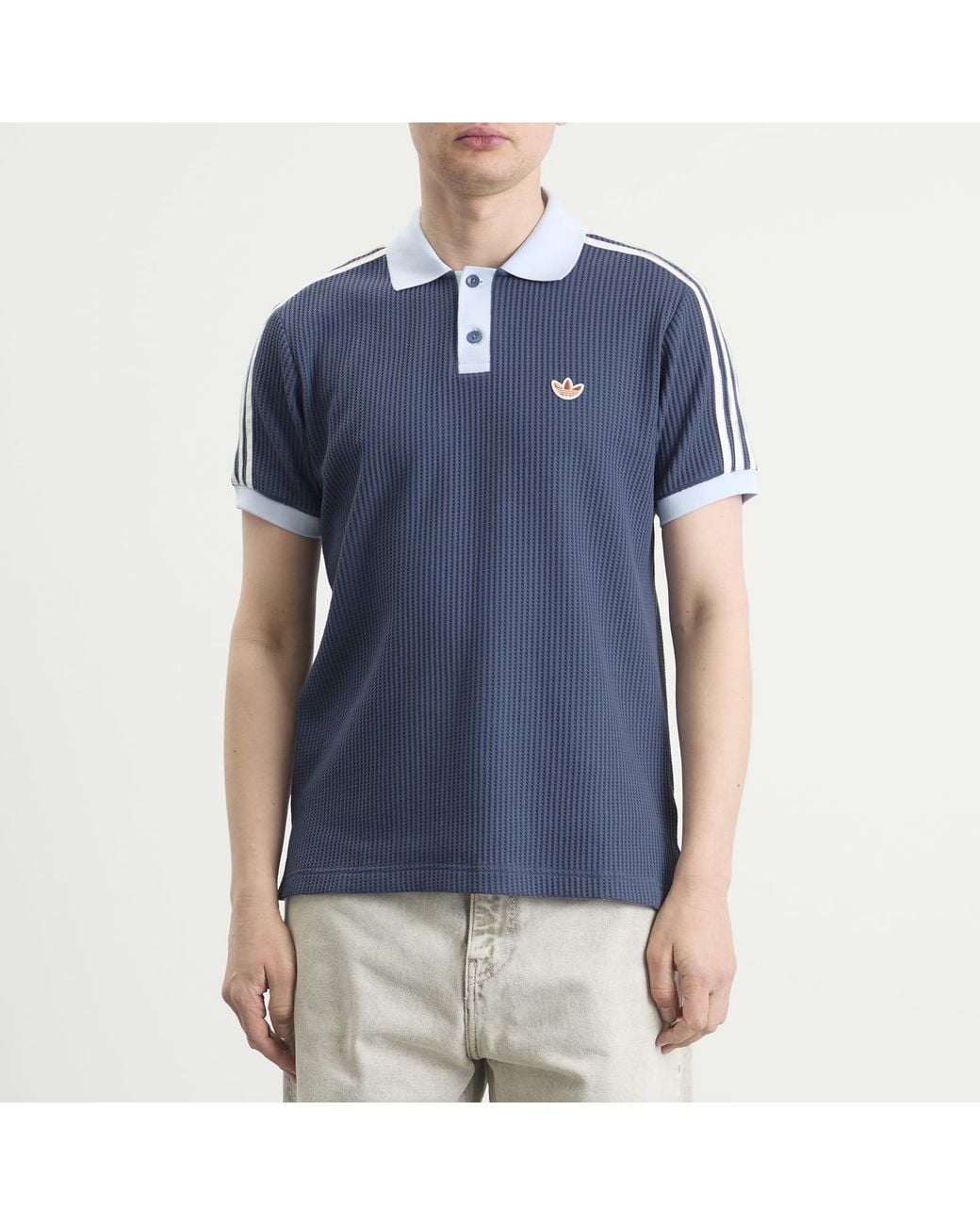 Adidas Blue Waffle Knit Polo for men