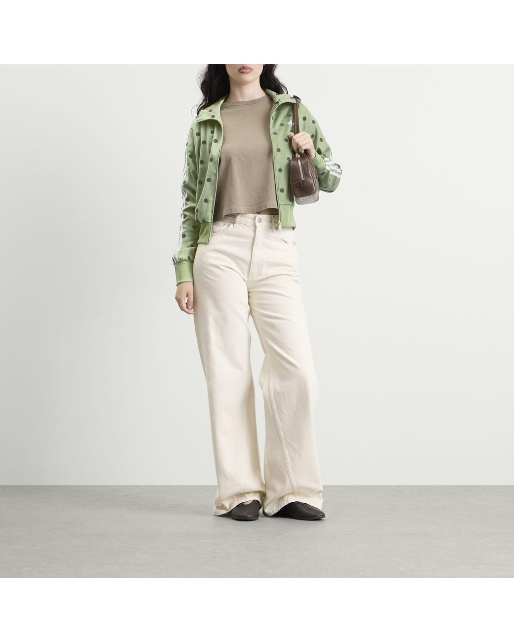 Adidas Green Satin Polka Dots Track Top