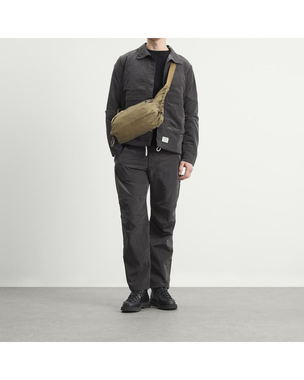 RANRA Gray Wilder Shiny Nylon Cargo Pants for men