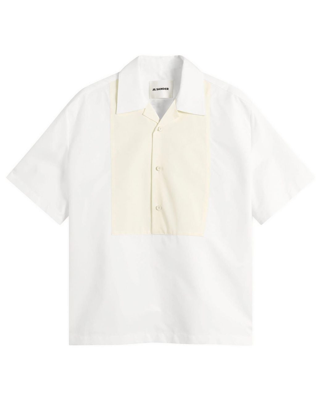 Jil Sander White Boxy Fit Bowling Contrast Colour Shirt for men