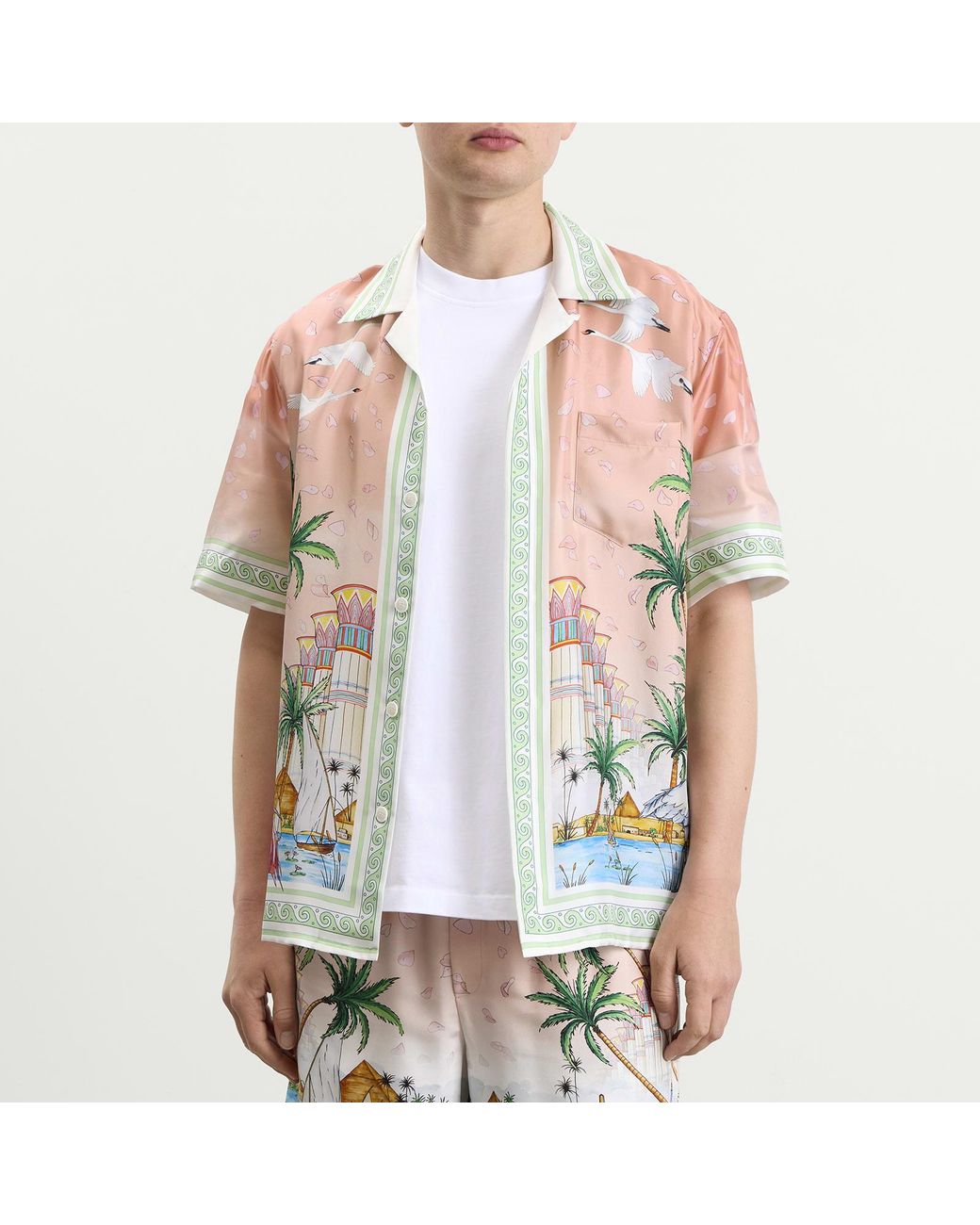 Casablanca Pink Ethereal Cuban Collar Shirt for men