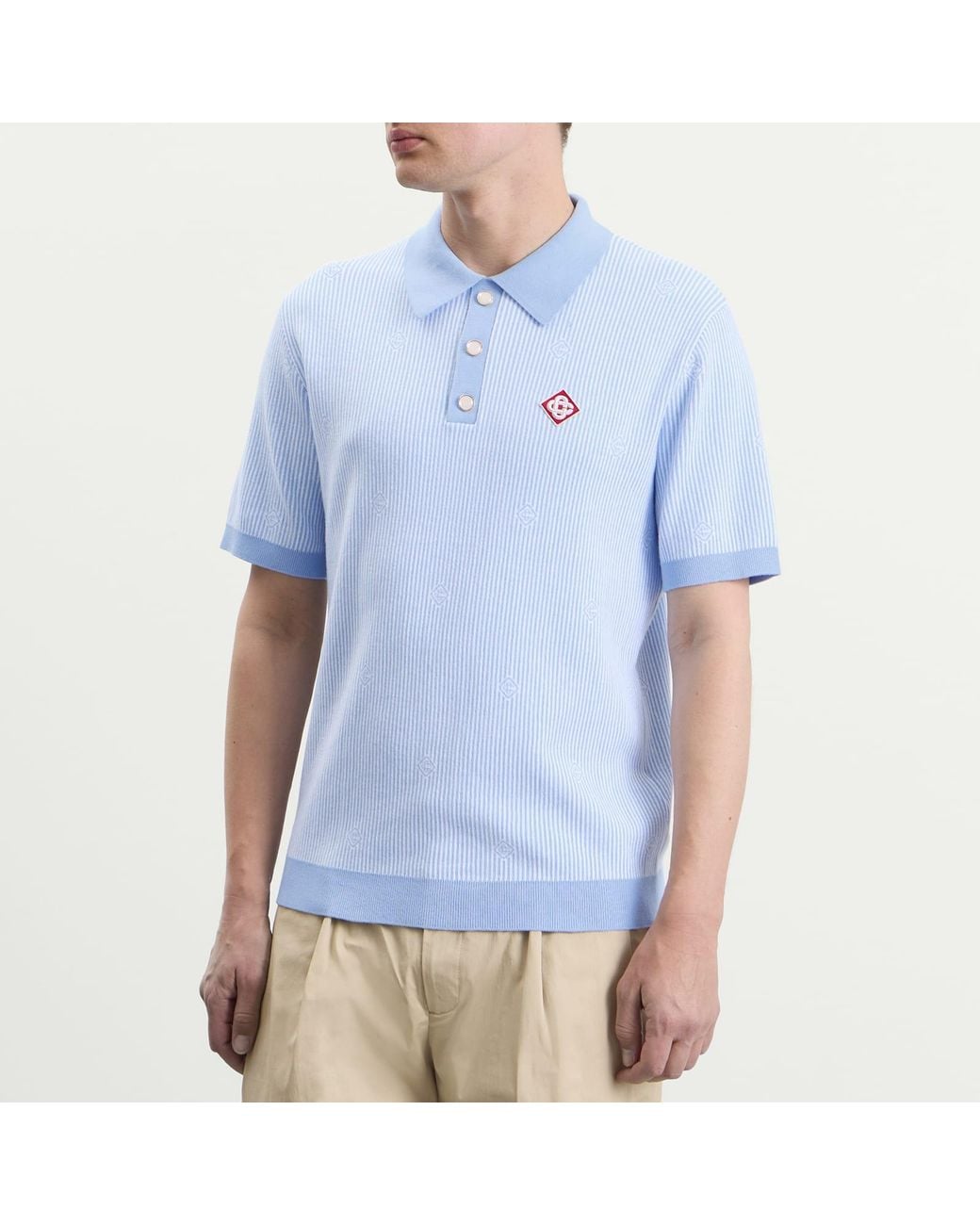 Casablanca Blue Pinstripe Polo Shirt for men