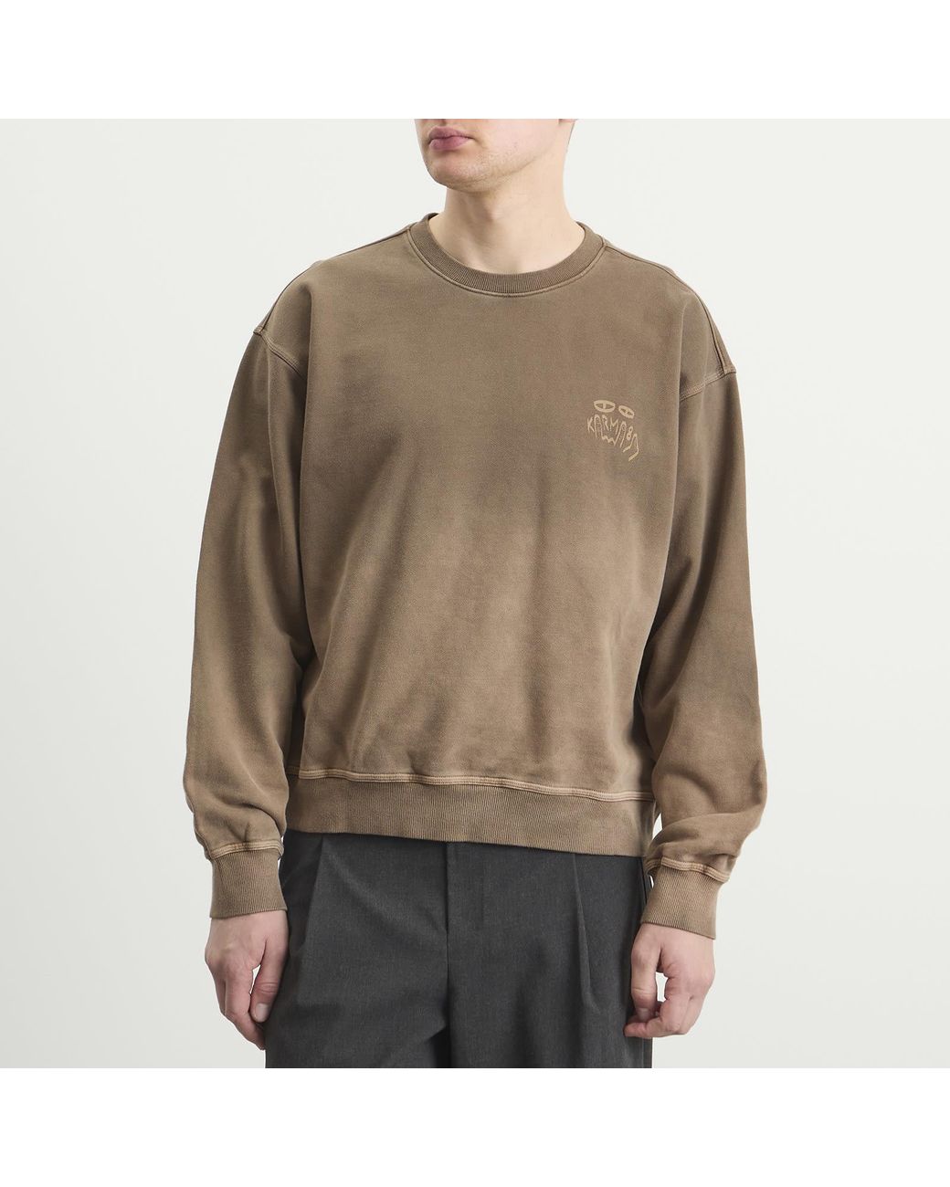 KARMA8A Brown Washed Crewneck Sweatshirt for men