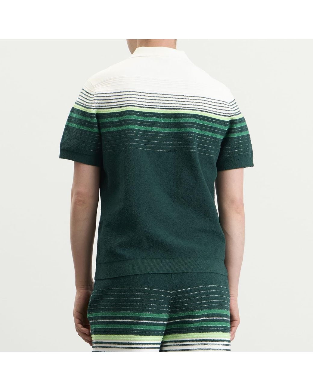 Casablanca Green Boucle Stripe Polo Shirt for men