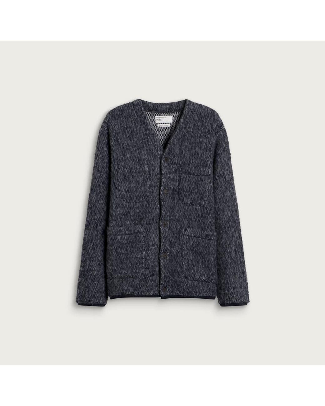 Universal Works Blue Losso Mohair Mix Cardigan for men