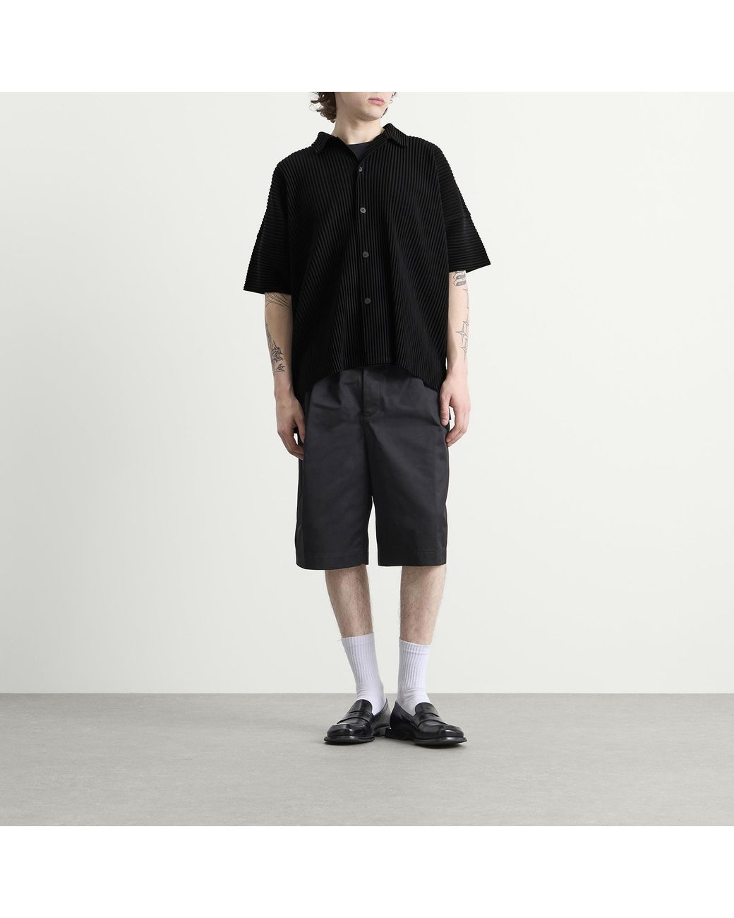 Homme Plissé Issey Miyake Black Pleat Short Sleeve Shirt for men