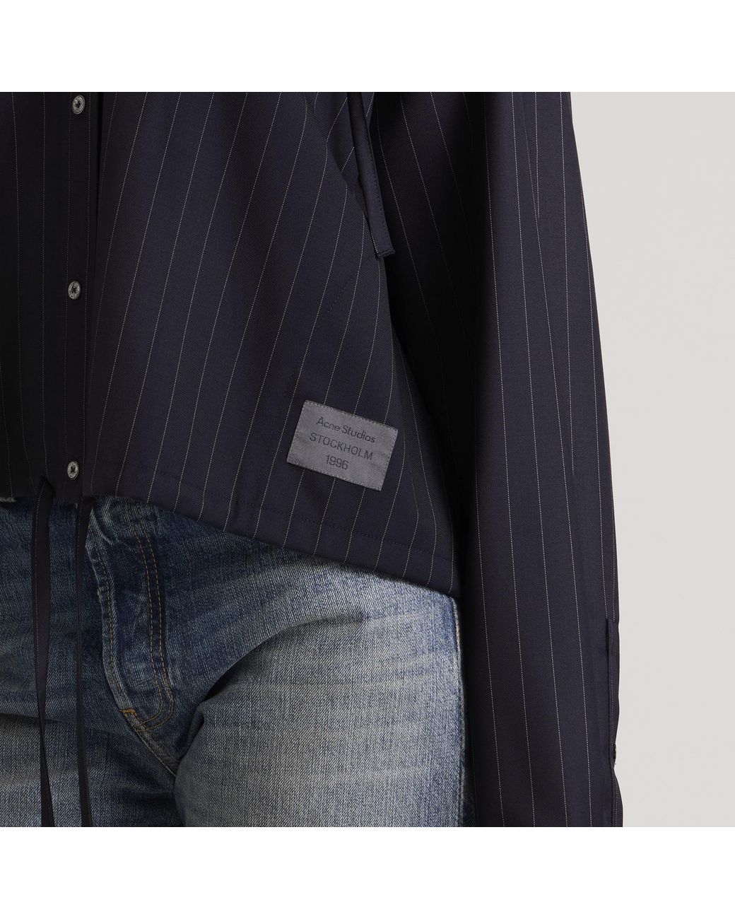 Acne Blue Sip Wool Pinstripe Shirt