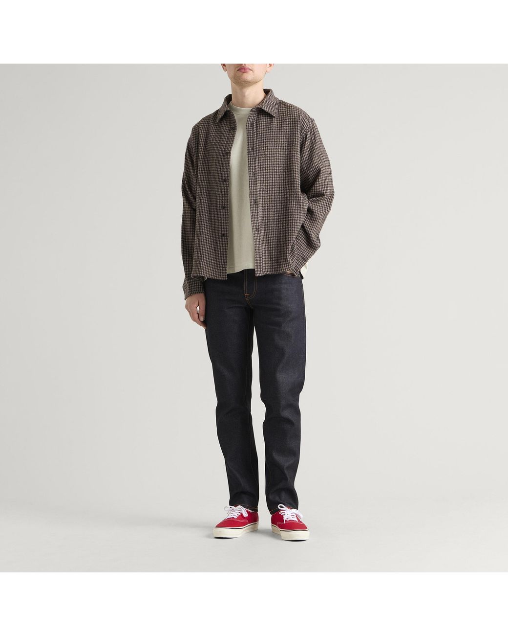 Nudie Jeans Blue Solid Ollie Straight Leg Selvedge Denim Jeans for men