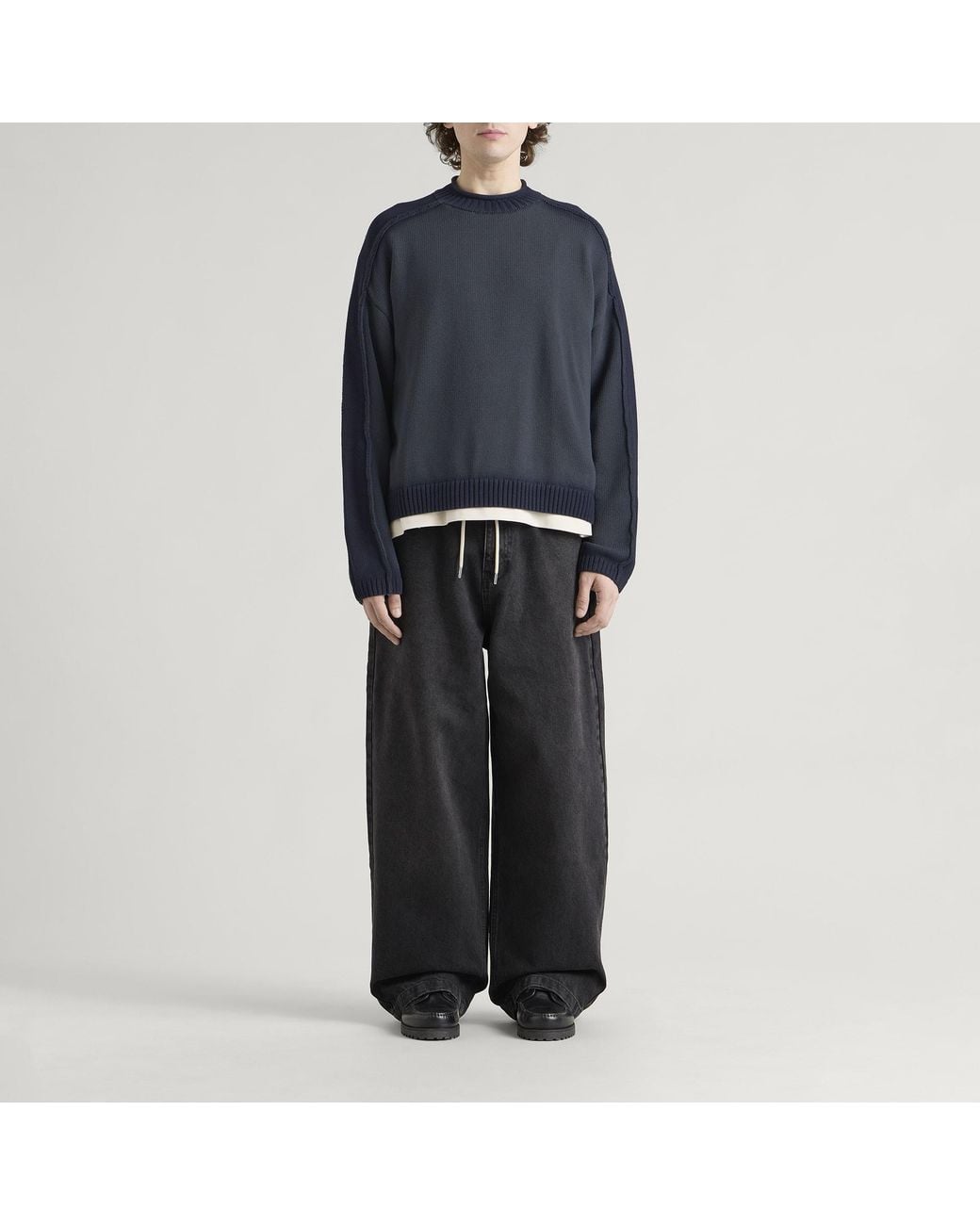 About Blank Blue Spray Dye Knit Crew for men