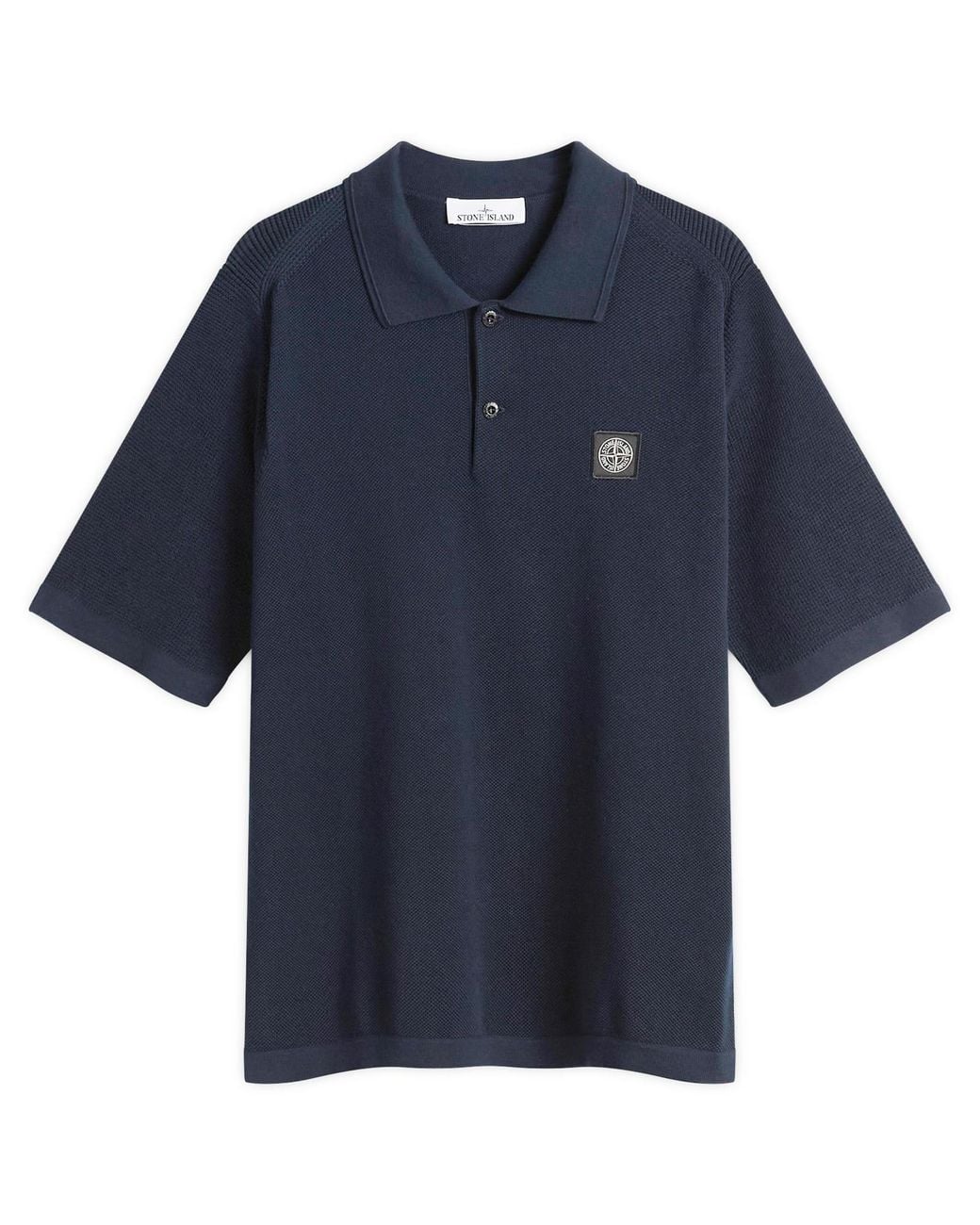 Stone Island Blue Micro Stitch Knit Polo for men